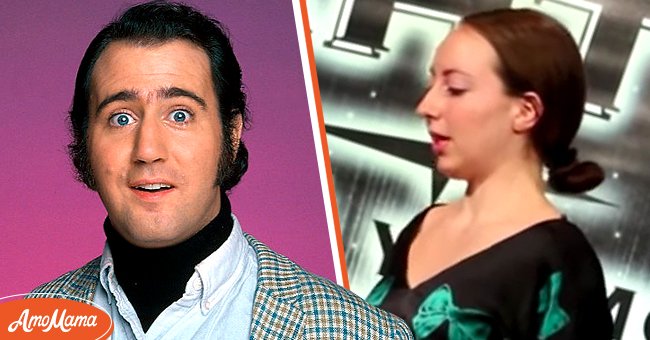 LEFT: Andy Kaufman pictured for season one of "Taxi." RIGHT: Kaufman's alleged daughter on stage at the Andy Kaufman Awards in 2013. | Photo: Getty Images