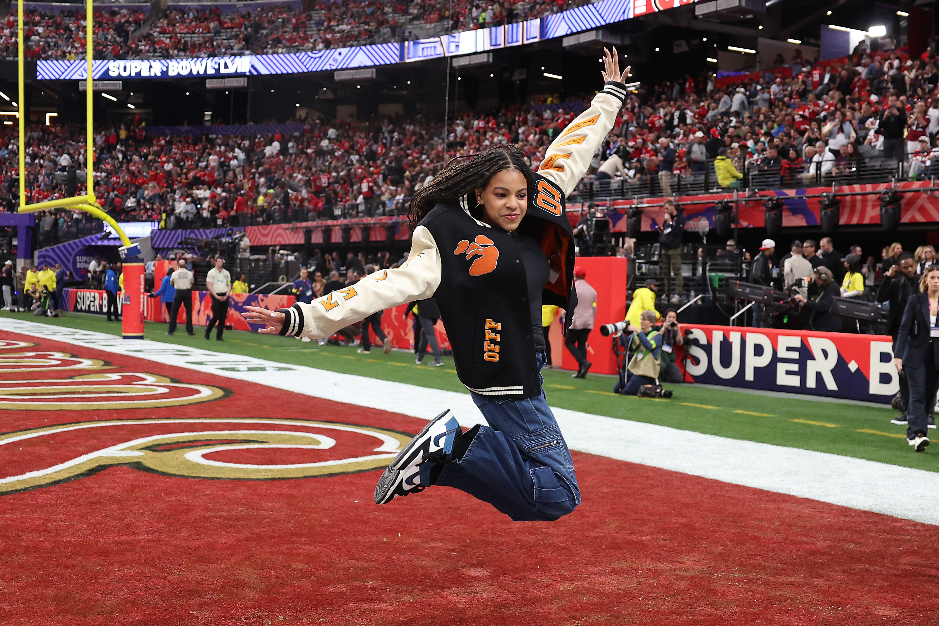 Blue Ivy Carter at the game between the San Francisco 49ers and Kansas City Chiefs during the Super Bowl LVIII in Las Vegas, Nevada on February 11, 2024 | Source: Getty Images