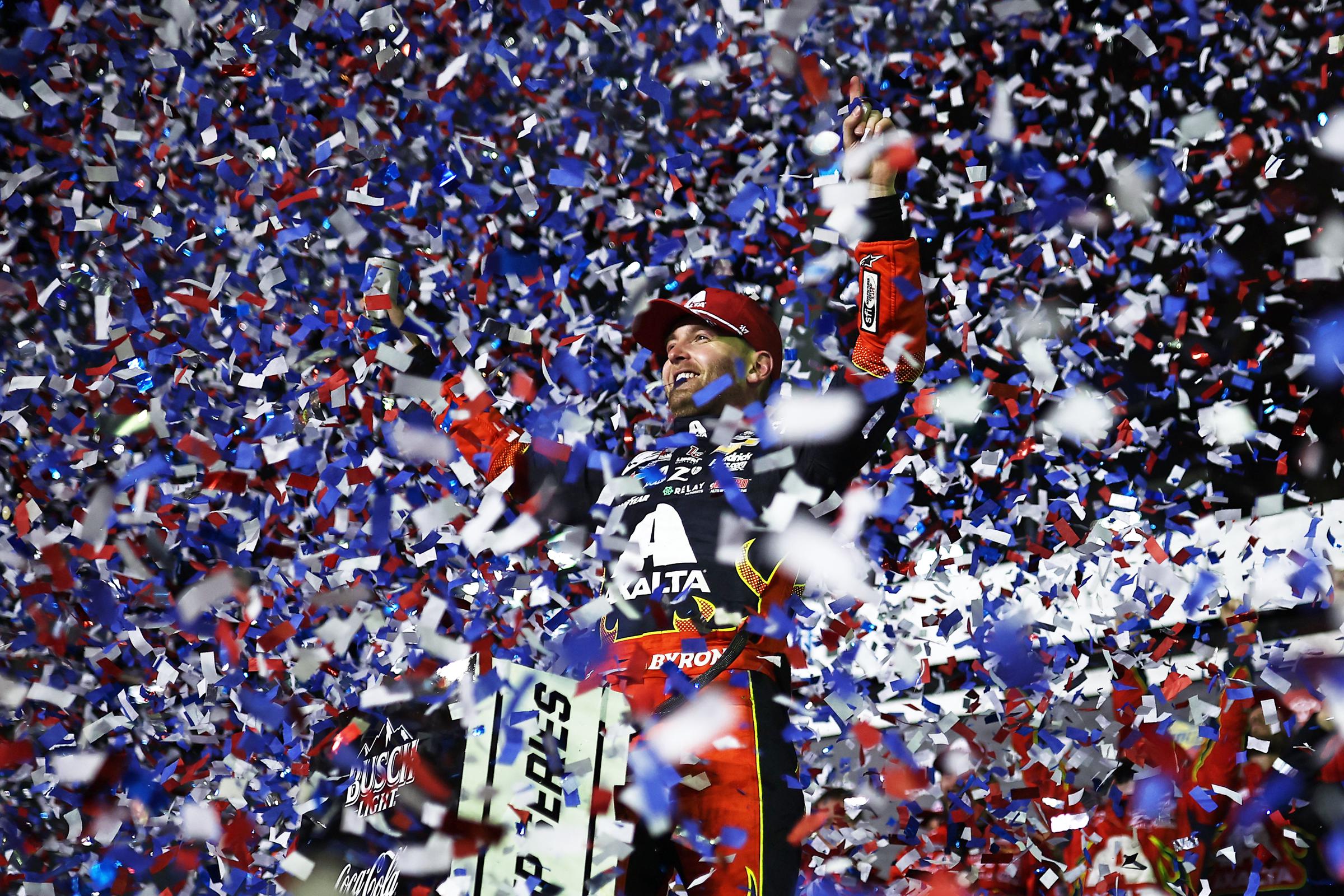 Driver William Byron celebrating in victory lane after winning the NASCAR Cup Series Daytona 500 on February 16, 2025, in Daytona Beach, Florida. | Source: Getty Images