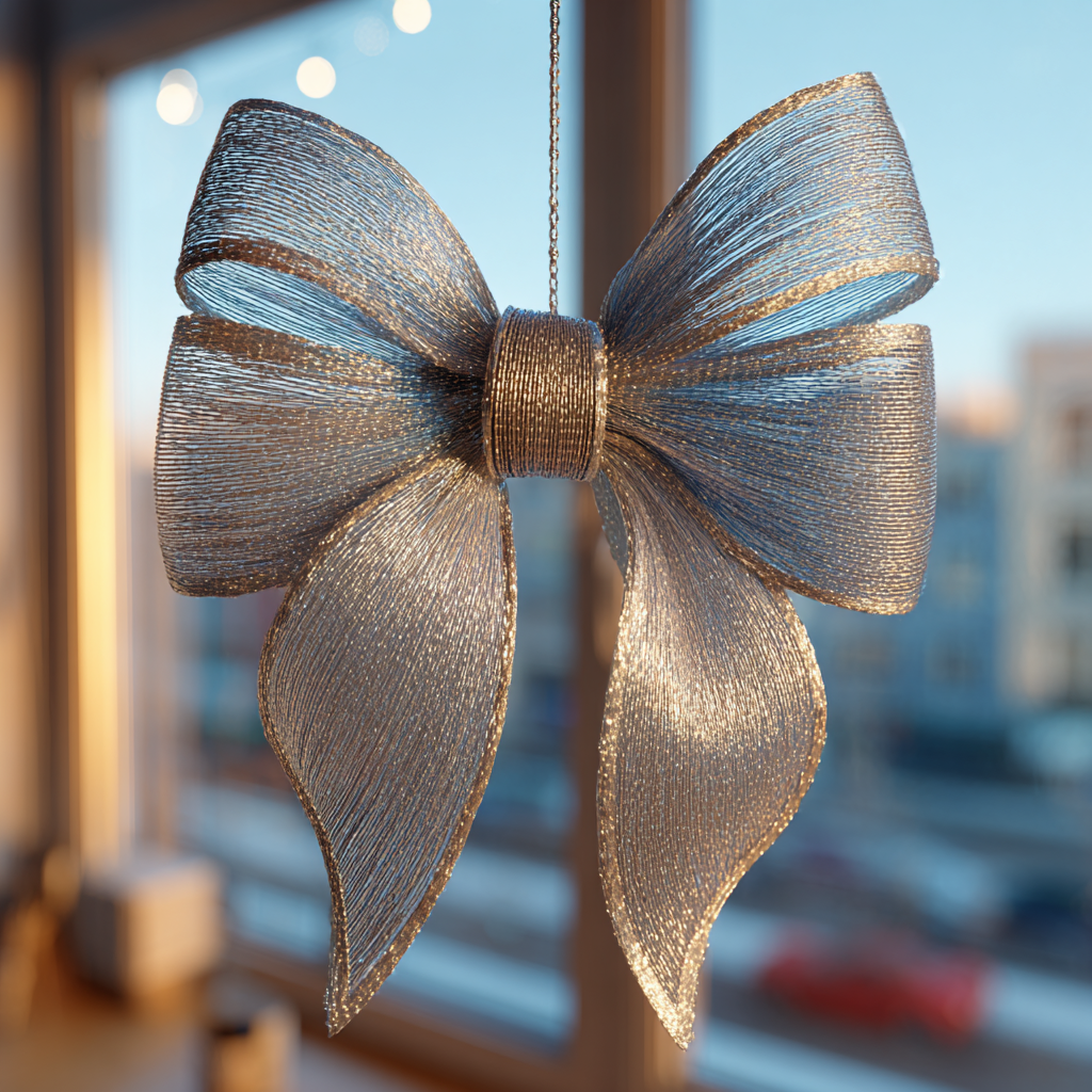 A silver bow hung near the window | Source: Midjourney