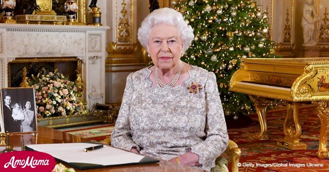 Queen Elizabeth chose an elegant white dress with ornate silver lace for her Christmas broadcast