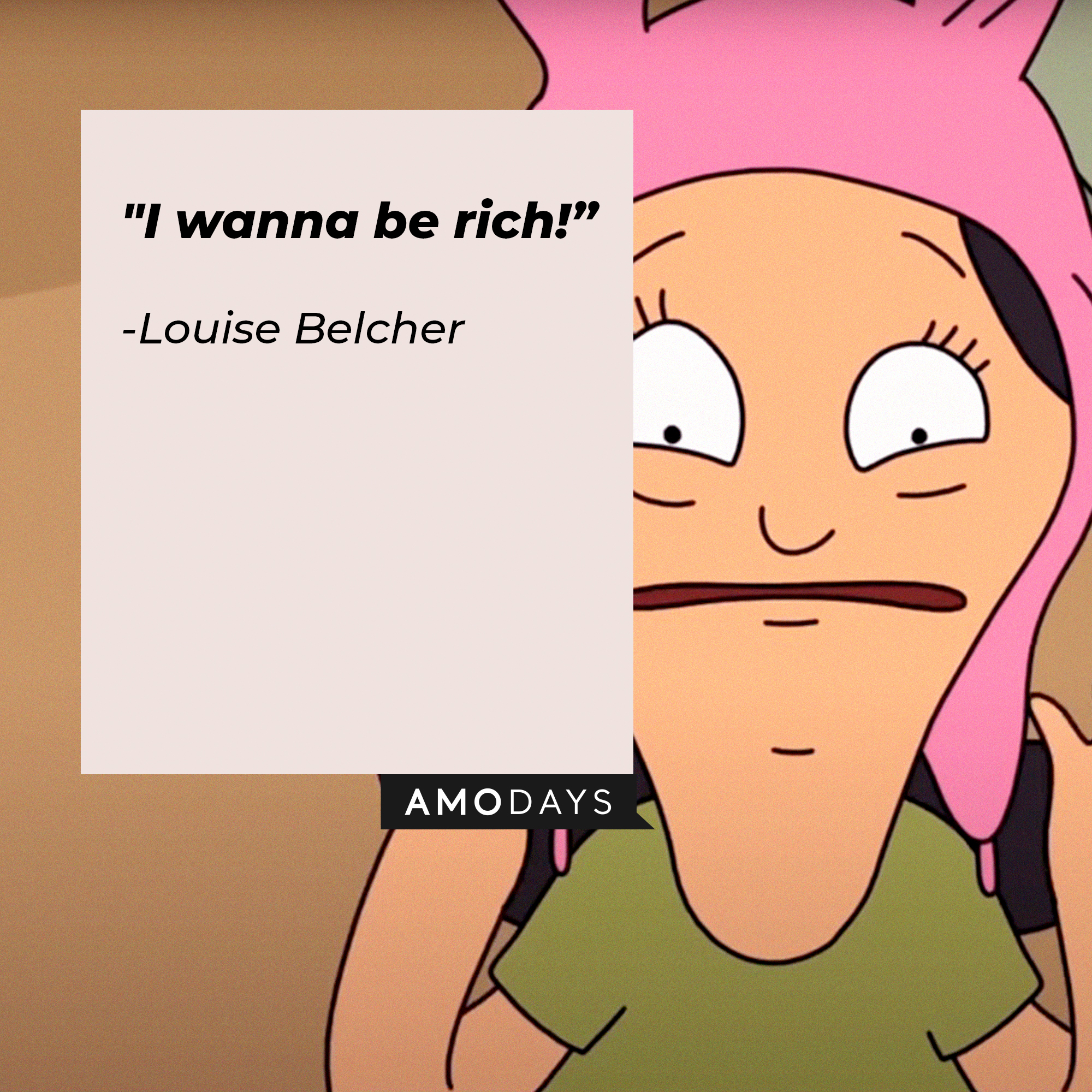 An image of Louise Belcher with her quote: "I wanna be rich!” | Source: facebook.com/BobsBurgers