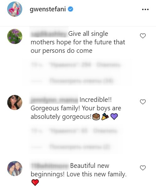 A screenshot of comments from Gwen Stefani's post on Instagram | Photo: Instagram/gwenstefani