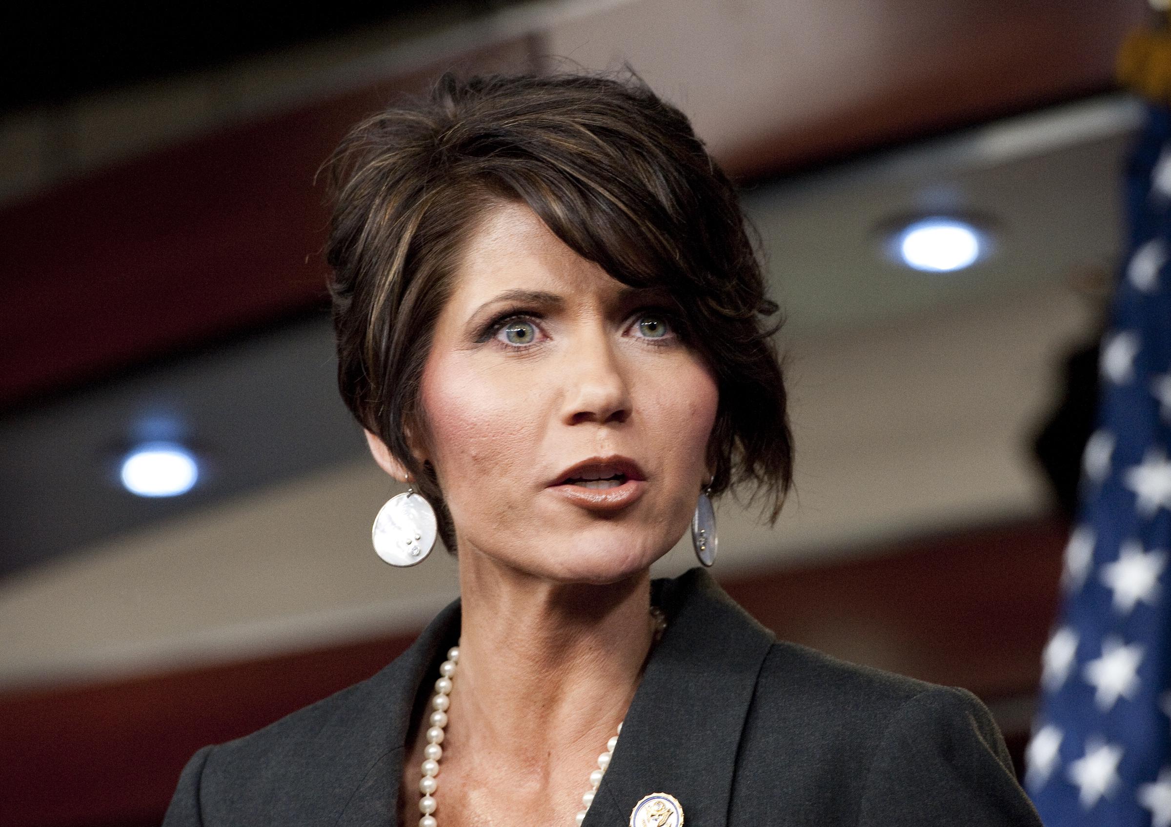 Rep. Kristi Noem speaks during a House Republicans news conference on the Violence Against Women Act in Washington, D.C., on April 25, 2012 | Source: Getty Images