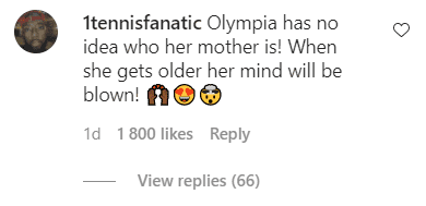 A fan's comment on Serena Williams' recent video with her daughter Olympia. | Photo: Instagram/Serenawilliams