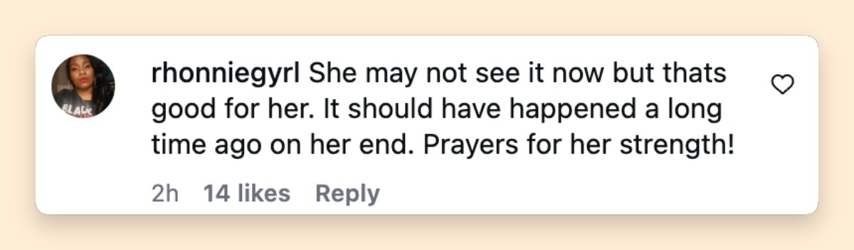 A netizen's remark on Tina Campbell and Glendon "Teddy" Campbell's divorce | Source: Instagram/TMZ TV