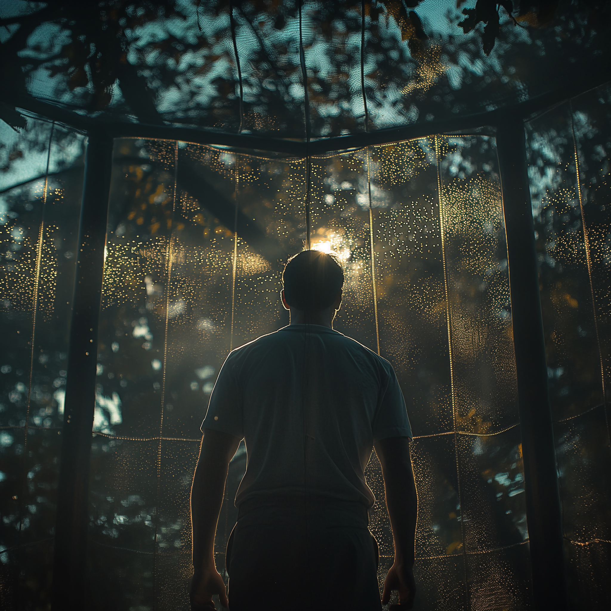 A man standing near a trampoline safety enclosure | Source: Midjourney