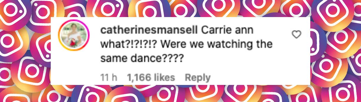 User comment about Carrie Ann Inaba's performance score on "DWTS," posted on November 27, 2024 | Source: Instagram/dancingwiththestars