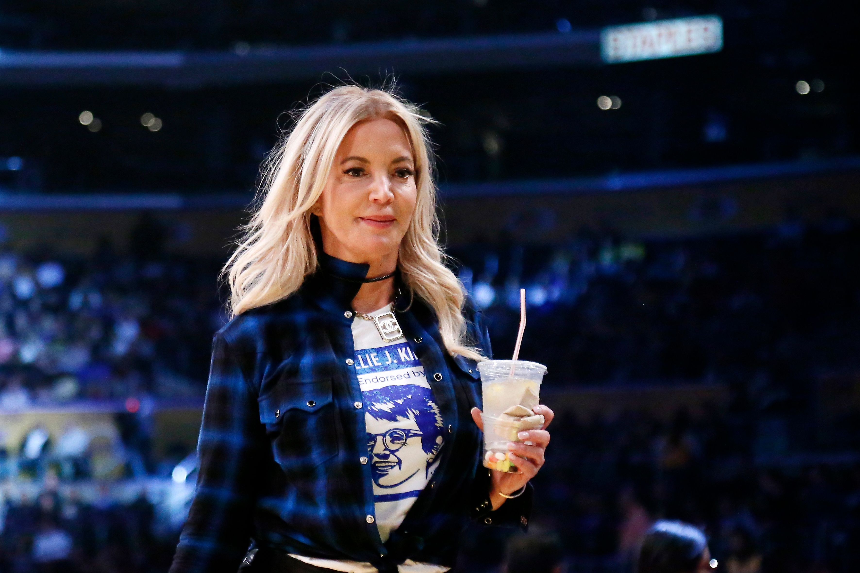 Jeanie Buss at a game between the Lakers and the Charlotte Hornets in March 2019 in Los Angeles | Source: Getty Images
