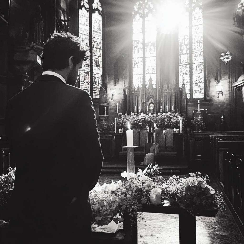 A groom standing at the altar | Source: Midjourney