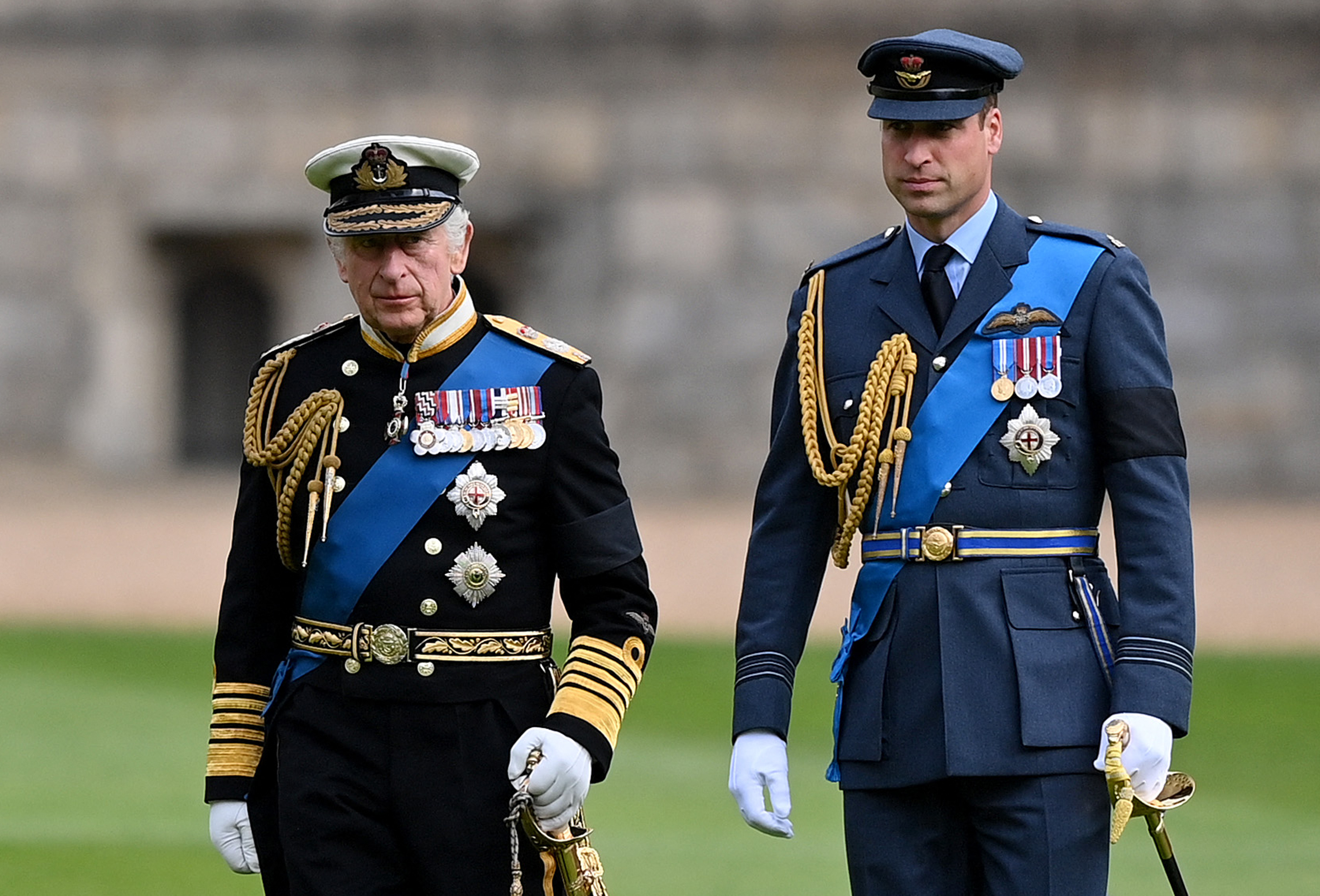 King Charles III and Prince William ahead of the Committal Service for the late Queen Elizabeth II on September 19, 2022, in Windsor, England | Source: Getty Images