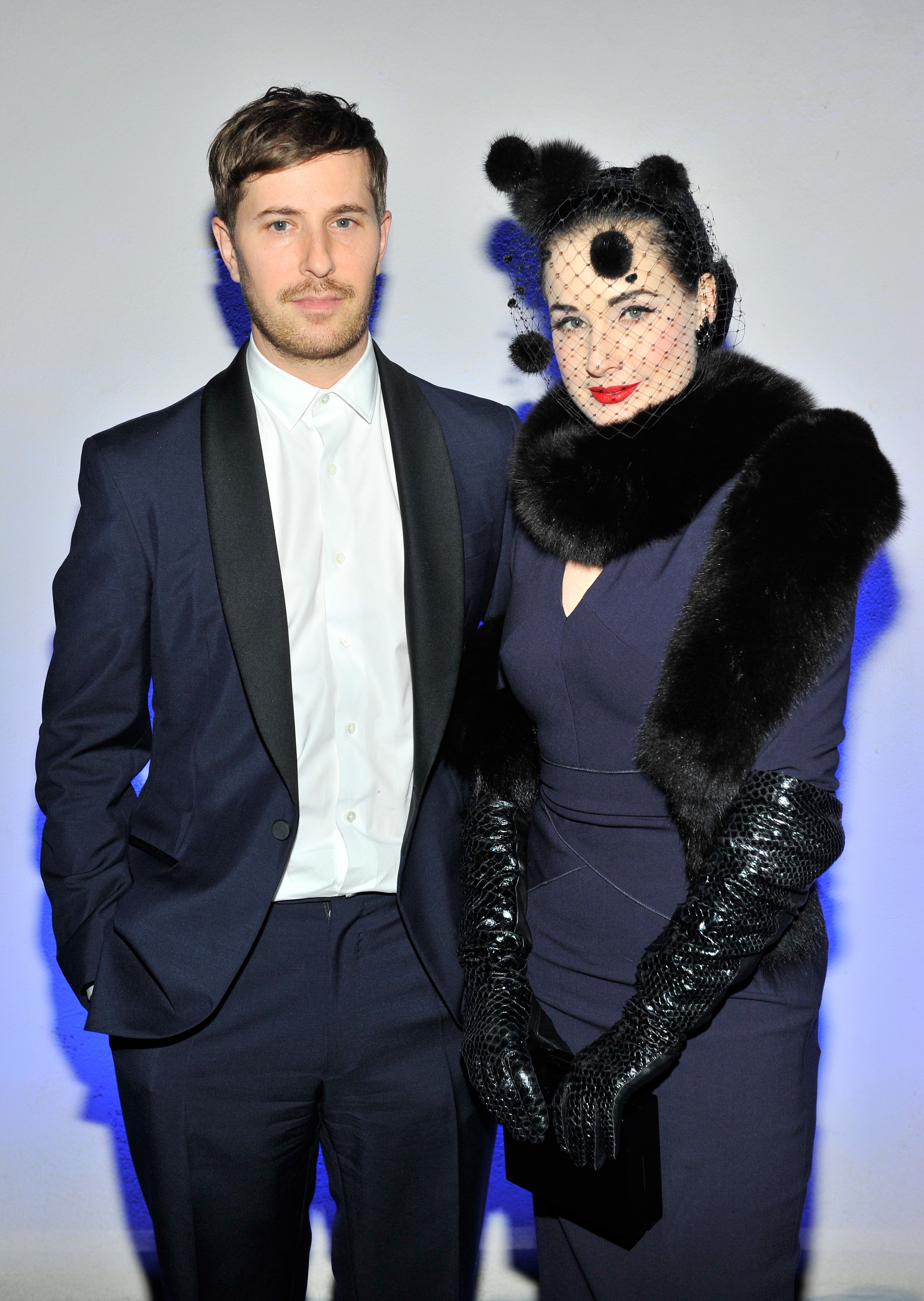 Dita Von Teese and her boyfriend Adam Rajcevich at the launch of Just One Eye's Ulysses Tier 1: The Ultimate Disaster Relief Kit on December 5, 2014 | Source: Getty Images