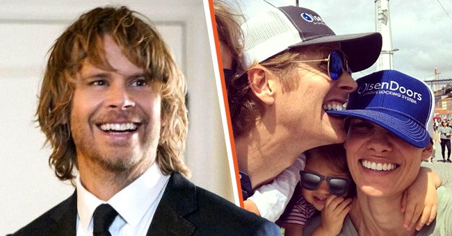 Left: Eric Christian Olsen as LAPD Liaison Marty Deeks in the 2009 series "NCIS: Los Angeles. Right: David Olsen and his wife actress Daniela Ruah with their daughter, Sierra. | Photo: Getty Images