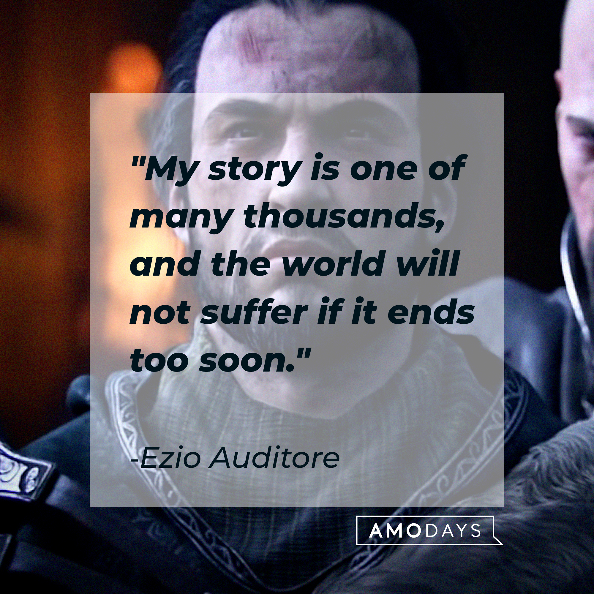 Enzo Auditore's quote: "My story is one of many thousands, and the world will not suffer if it ends too soon." | Source: youtube.com/UbisoftNA