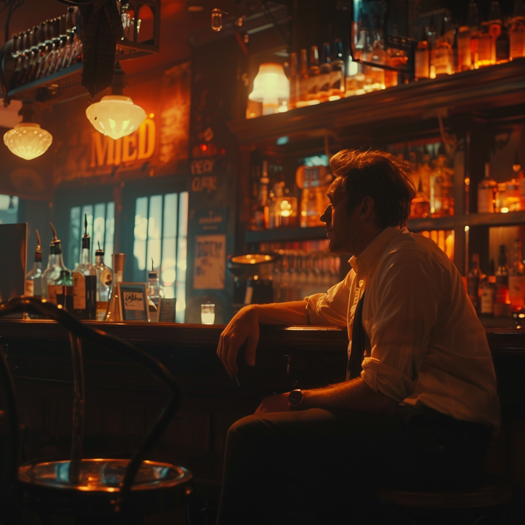 A man sitting alone at a bar | Source: Midjourney