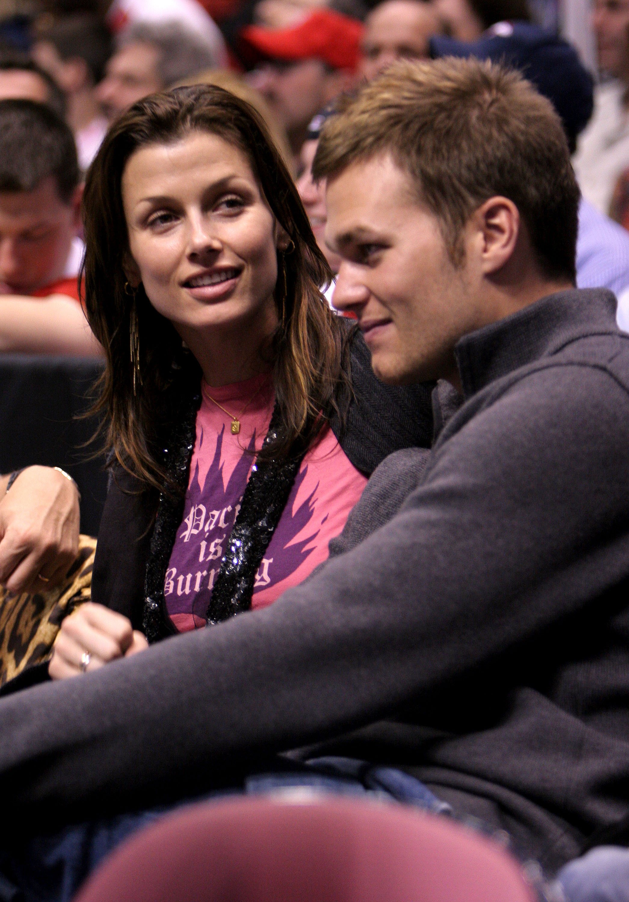 Bridget Moynahan and Tom Brady during Celebrities Attend Miami Heat Vs New Jersey Nets Playoff Game - May 12, 2006, at Continental Arena in East Rutherford, New Jersey, United States. | Source: Getty Images