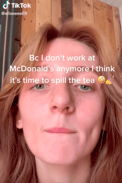 ex-McDonalds Angestellte Elise spricht über Geschehen hinter den Kulissen der Arbeit. | Quelle: Tiktok.com/eliseeee69