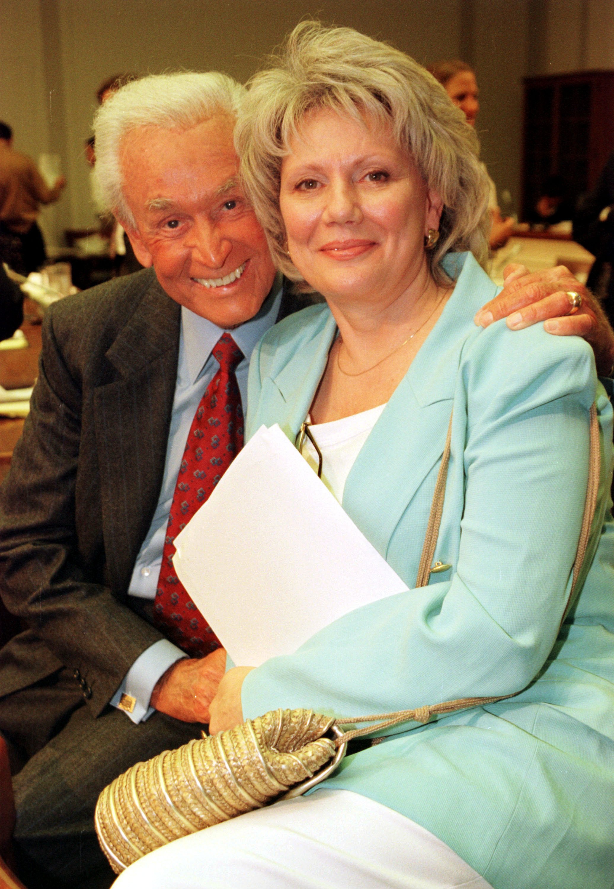 Bob Barker with Nancy Burnet after a hearing on the "Captive Elephant Accident Prevention Act of 1999" on June 13, 2000 at Capitol Hill in Washington, D.C. | Source: Getty Images