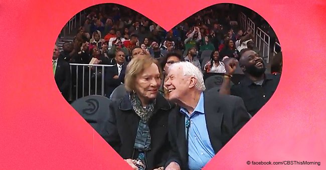 Embarrassed Jimmy Carter out on a date with wife Rosalynn was spotted by the famous Kiss Cam