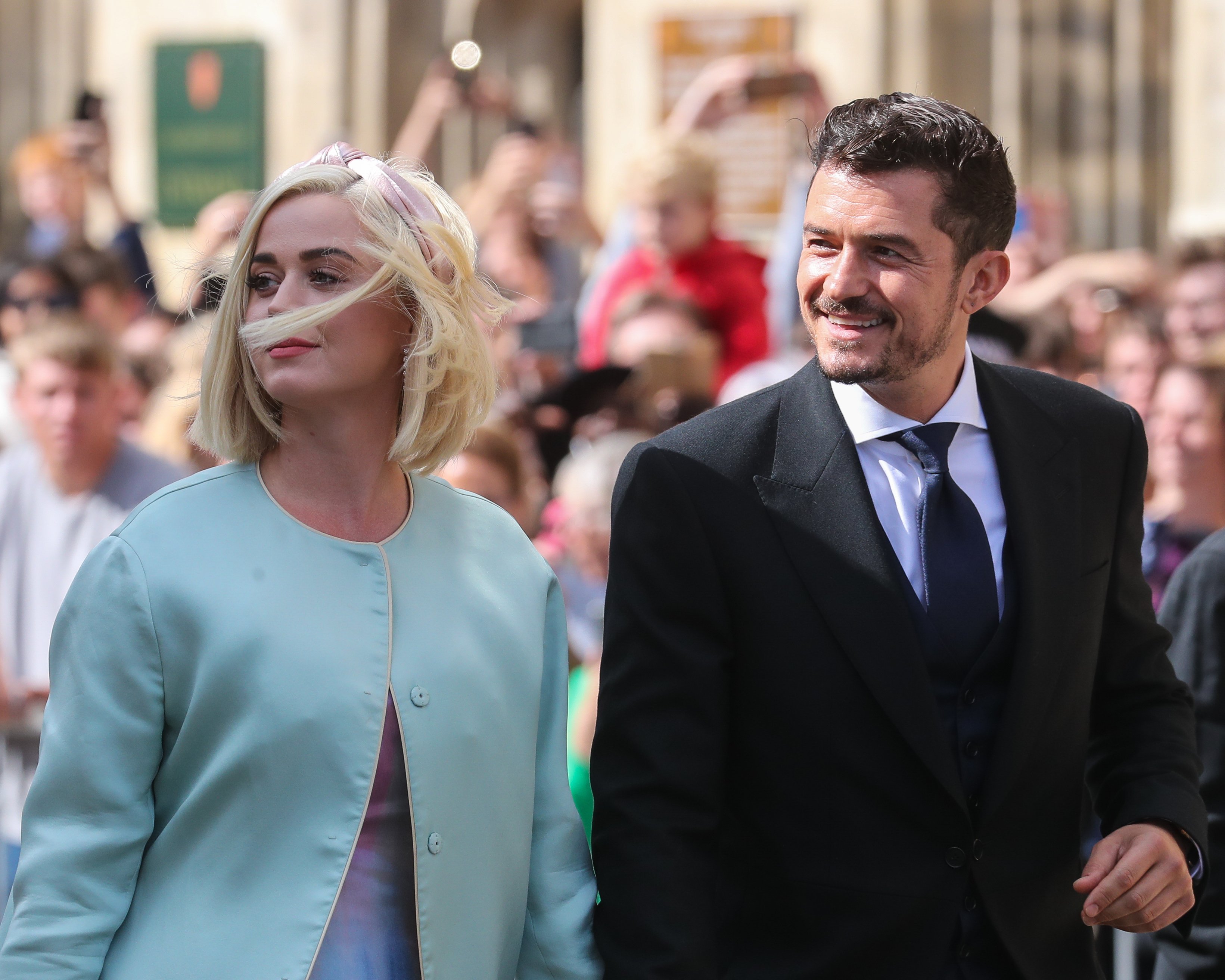 Katy Perry and Orlando Bloom seen at the wedding of Ellie Goulding and Caspar Jopling on August 31, 2019, in York, England. | Source: Getty Images.