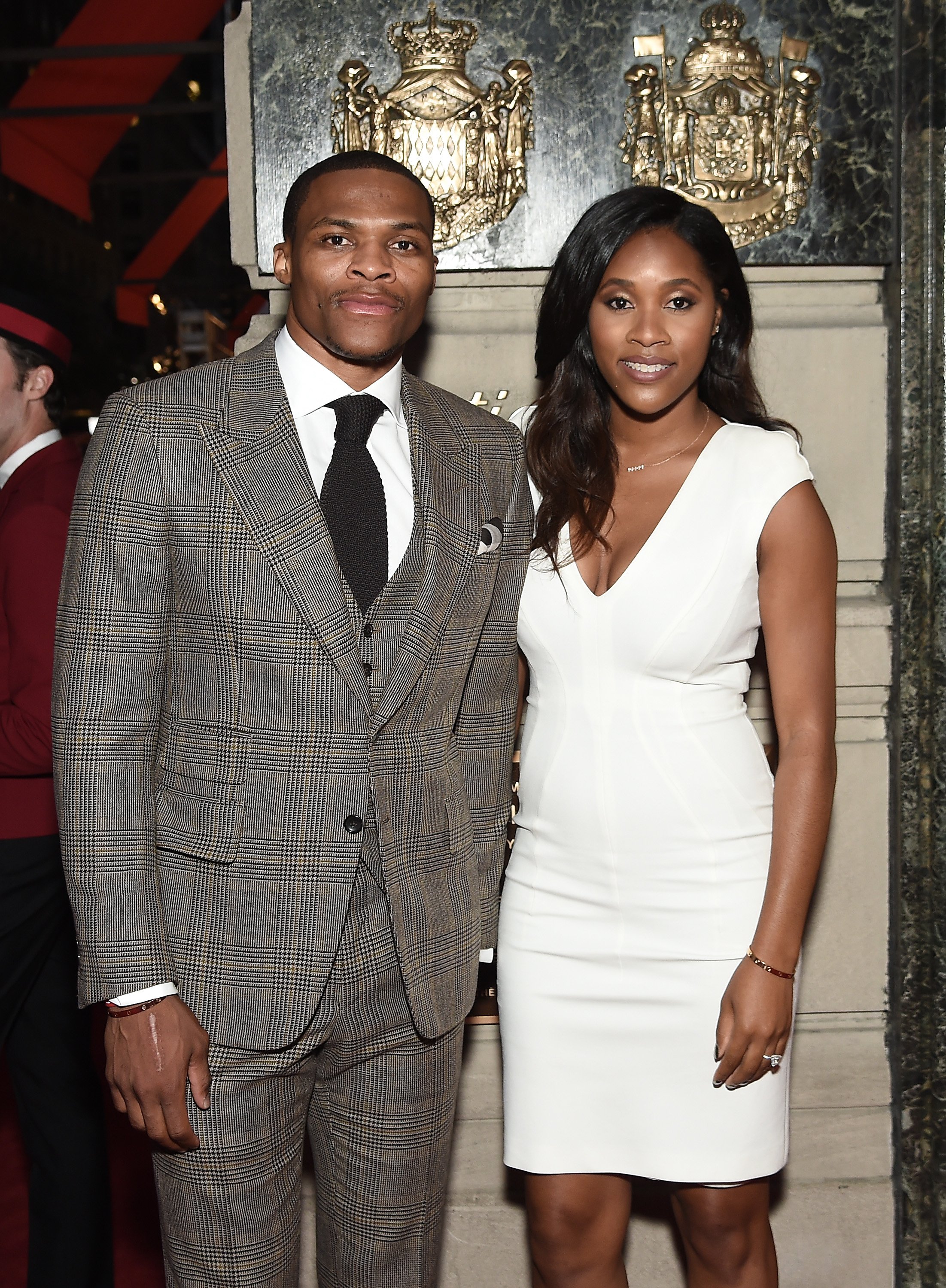 Russell Westbrook and wife Nina at The Cartier Fifth Avenue Grand Reopening Event at the Cartier Mansion on September 7, 2016 in NYC. | Photo by Nicholas Hunt/Getty Images