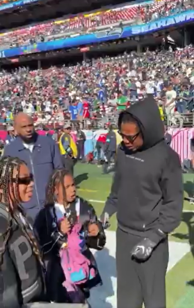 Rumi Carter clutched her neon bunny, from a post dated February 8, 2026. | Source: X/NFL