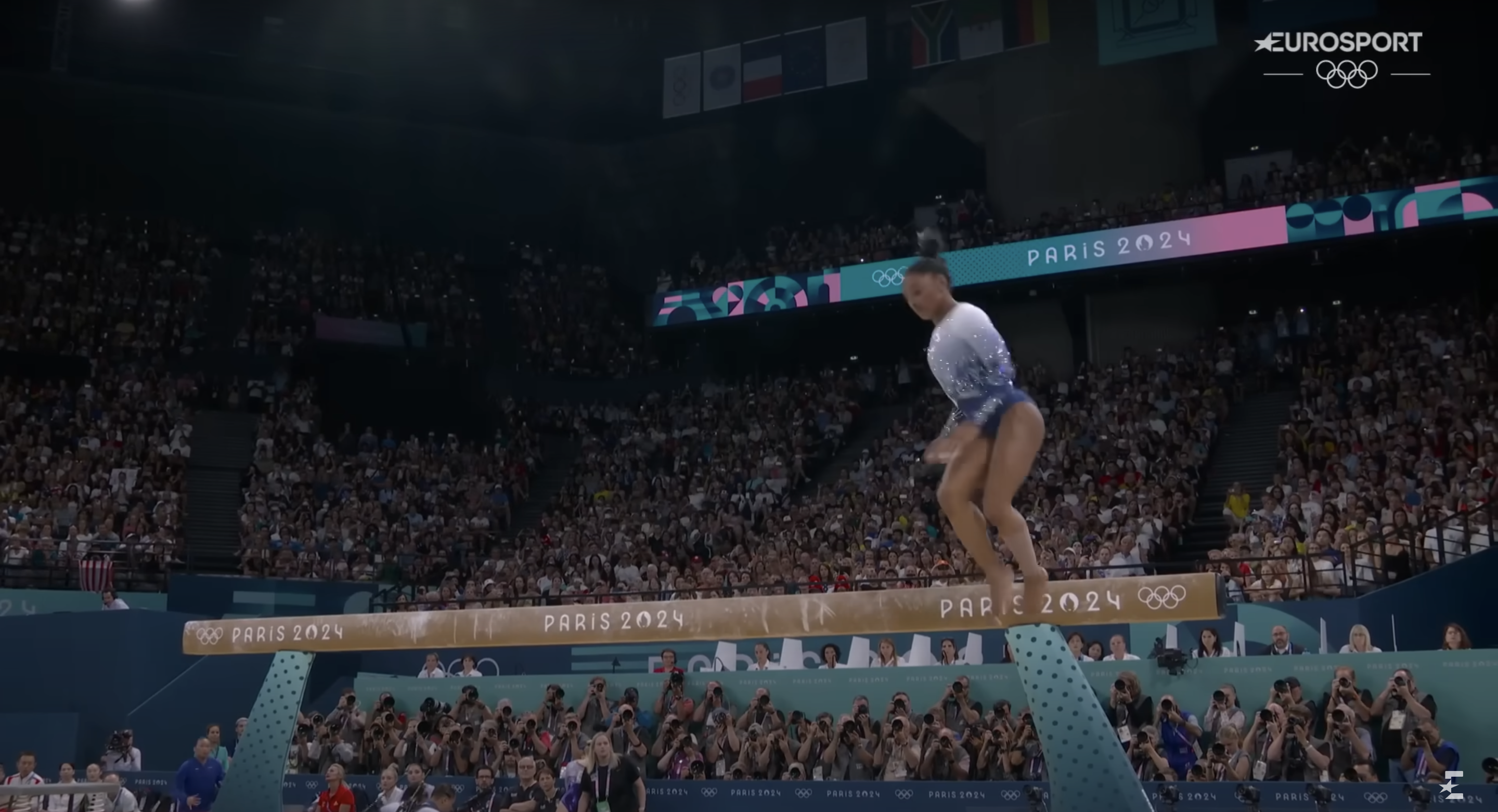 Simone Biles during the women's floor exercise final, posted on August 5, 2024 | Source: YouTube/Eurosport