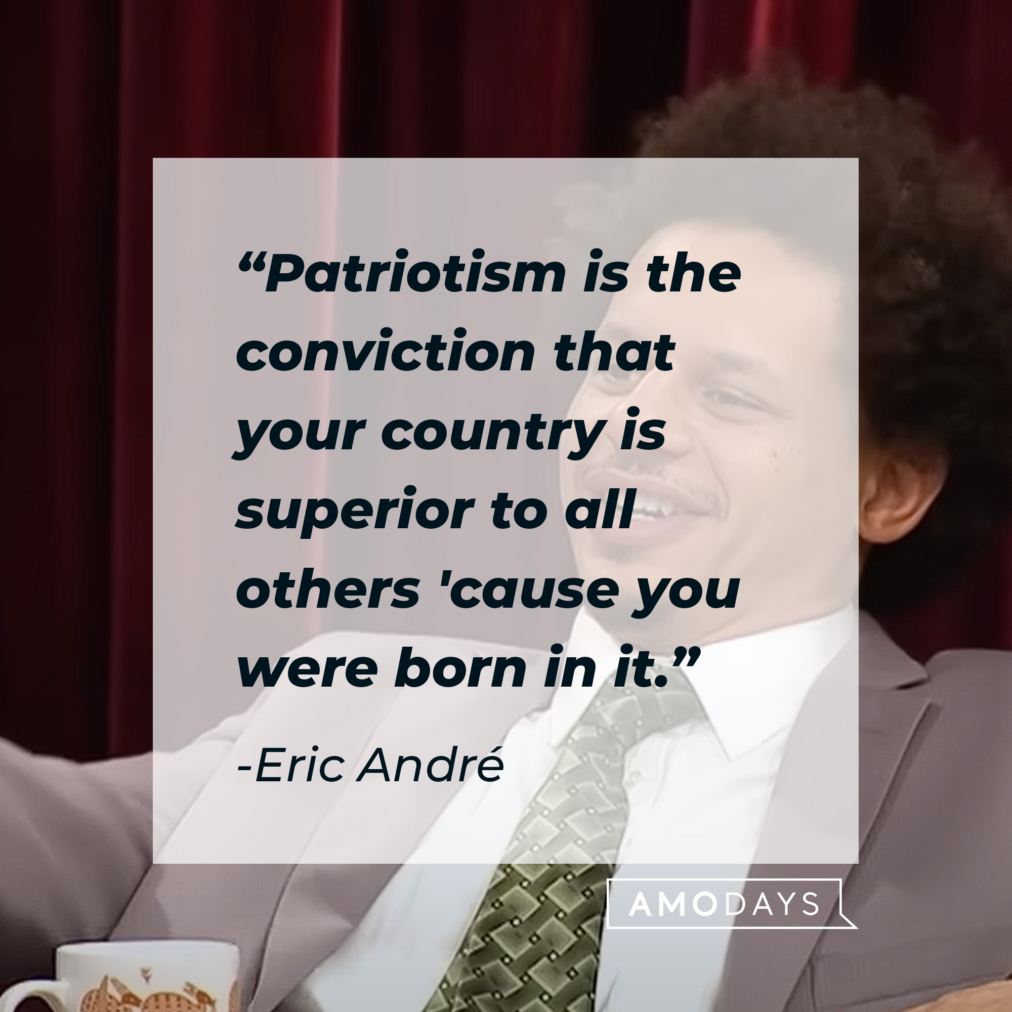 Eric André's quote: "Patriotism is the conviction that your country is superior to all others 'cause you were born in it." | Source: Youtube.com/adultswim