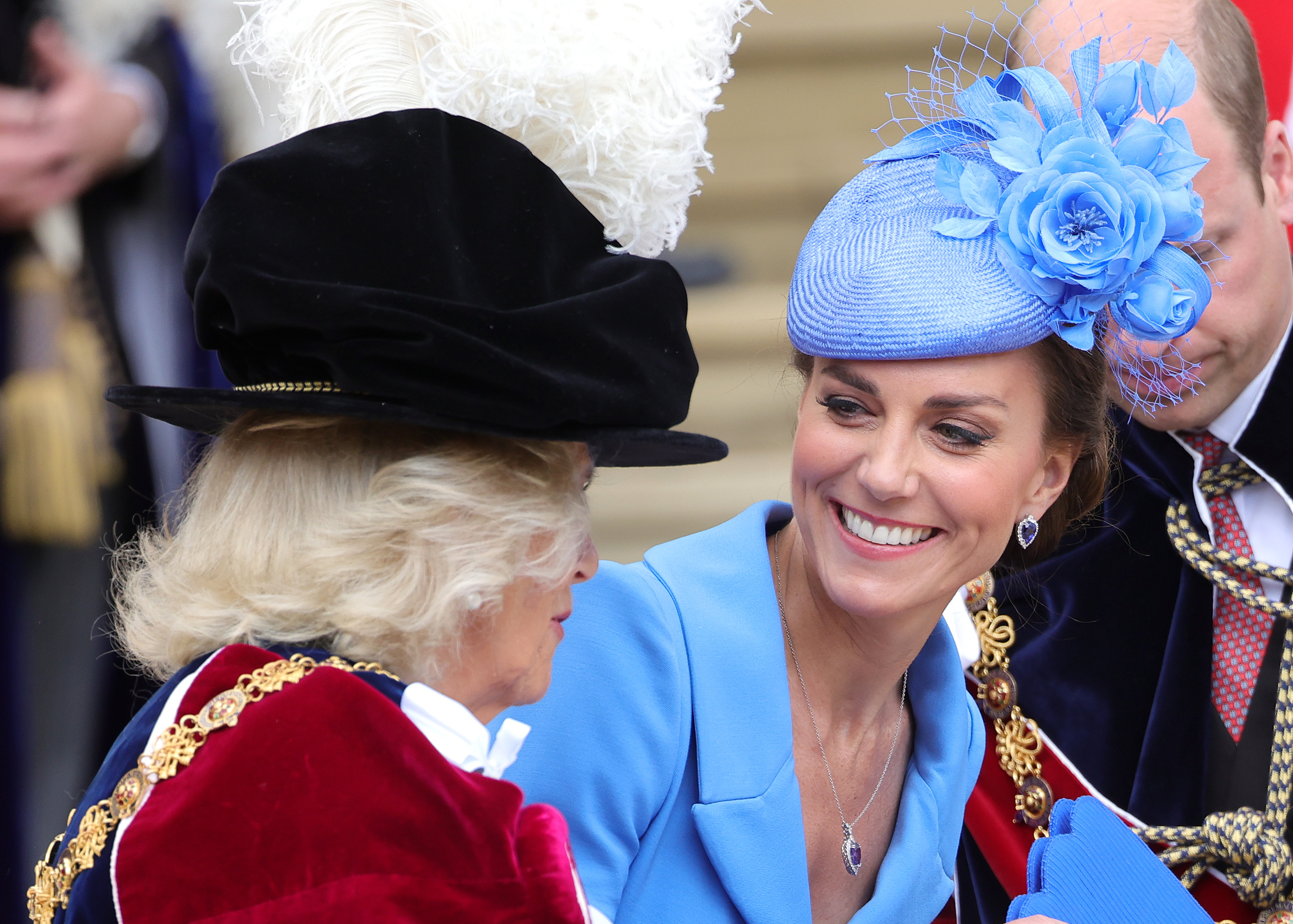 Catherine, Duchess of Cambridge, and Camilla, Duchess of Cornwall at the Order Of The Garter Service at St George's Chapel on June 13, 2022, in Windsor, England | Source: Getty Images