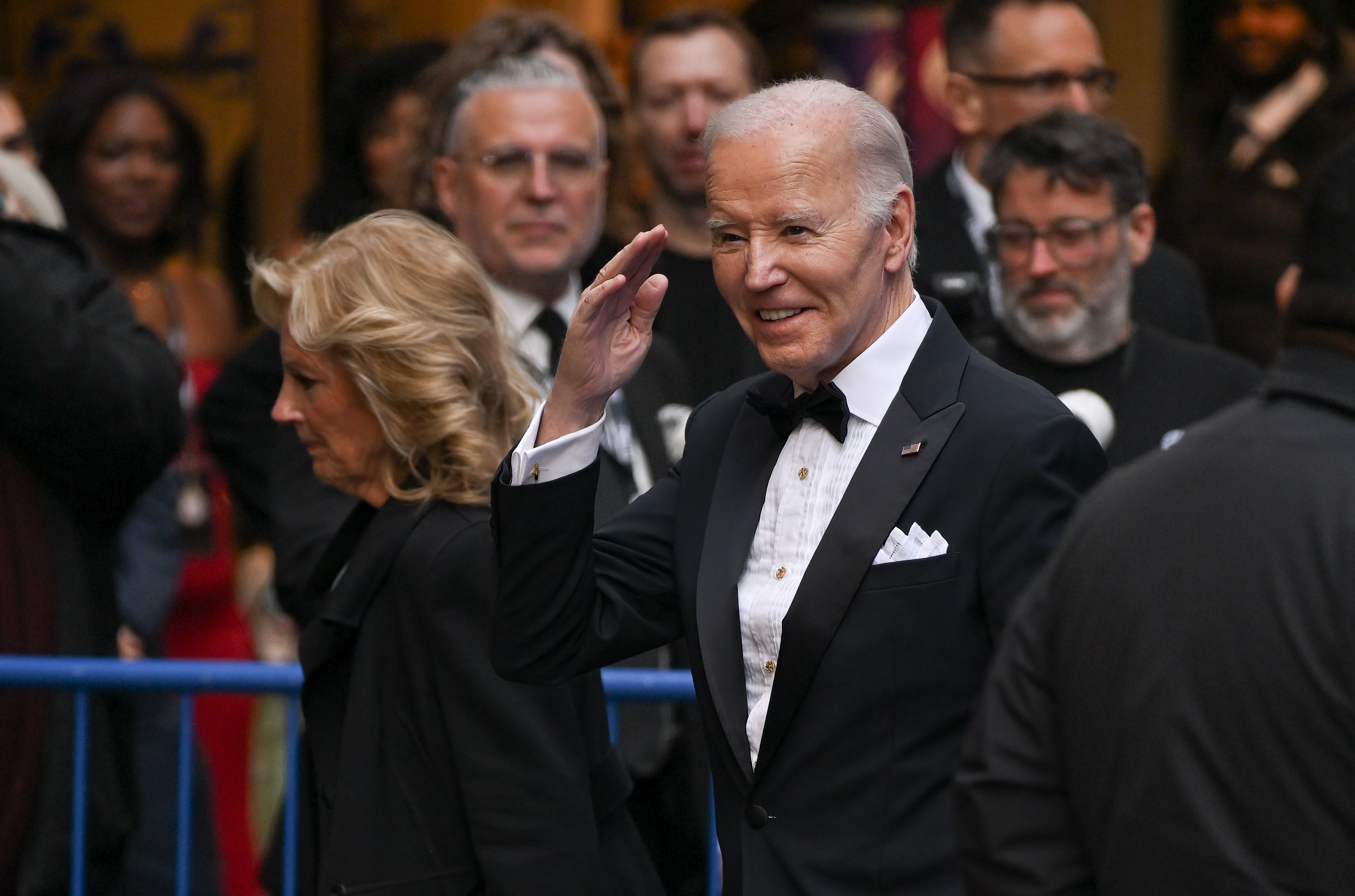 U.S. President Joe Biden and Jill Biden (L) arrive at the opening of "Othello" on Broadway at the Ethel Barrymore Theatre on March 23, 2025, in New York City | Source: Getty Images