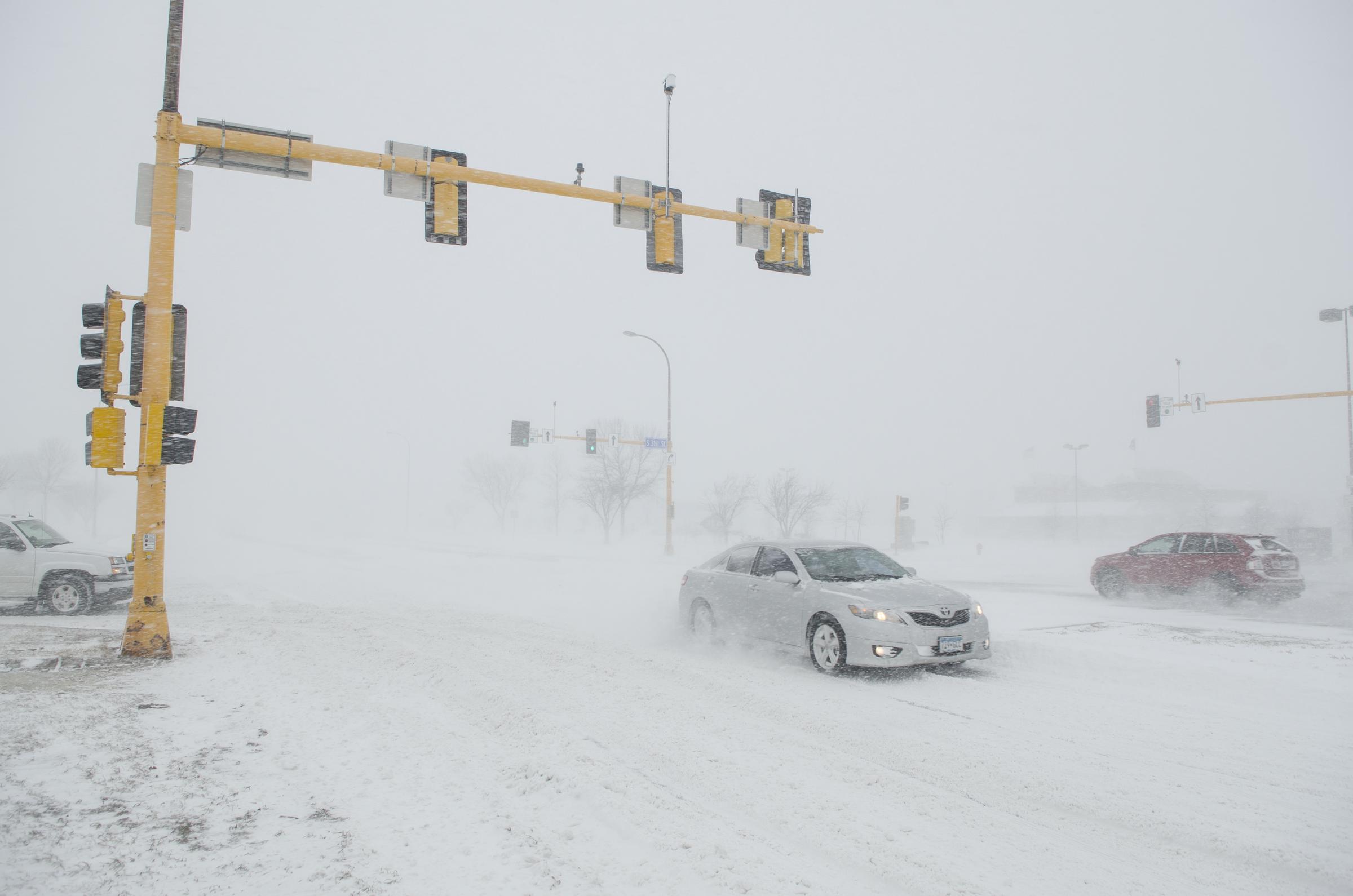 Winter storm road hazard conditions in Grand Forks, North Dakota, in March 2014 | Source: Getty Images