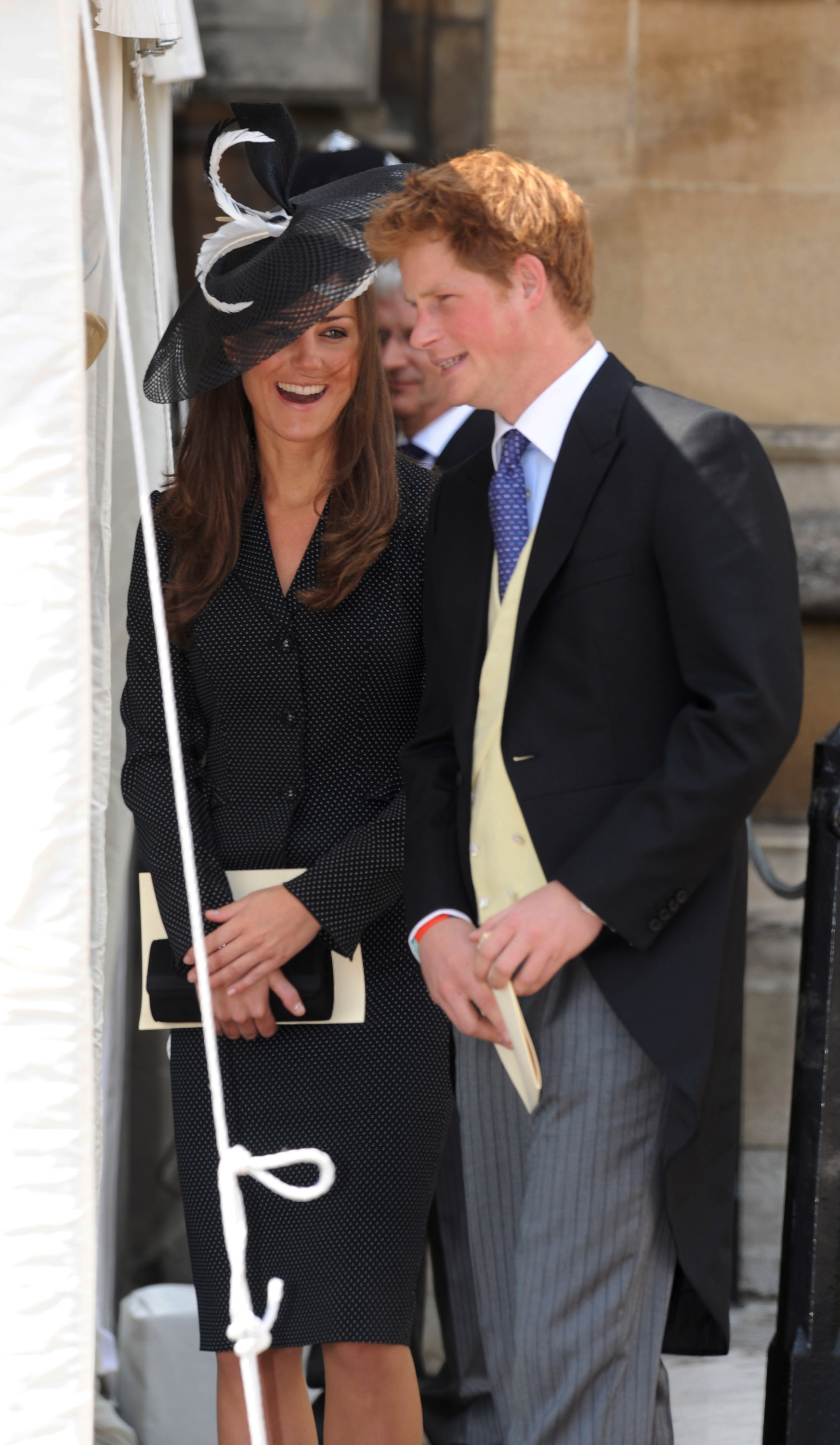 Prince Harry and Kate Middleton laughing at the Order of the Garter procession on June 16, 2008, in Windsor. | Source: Getty Images