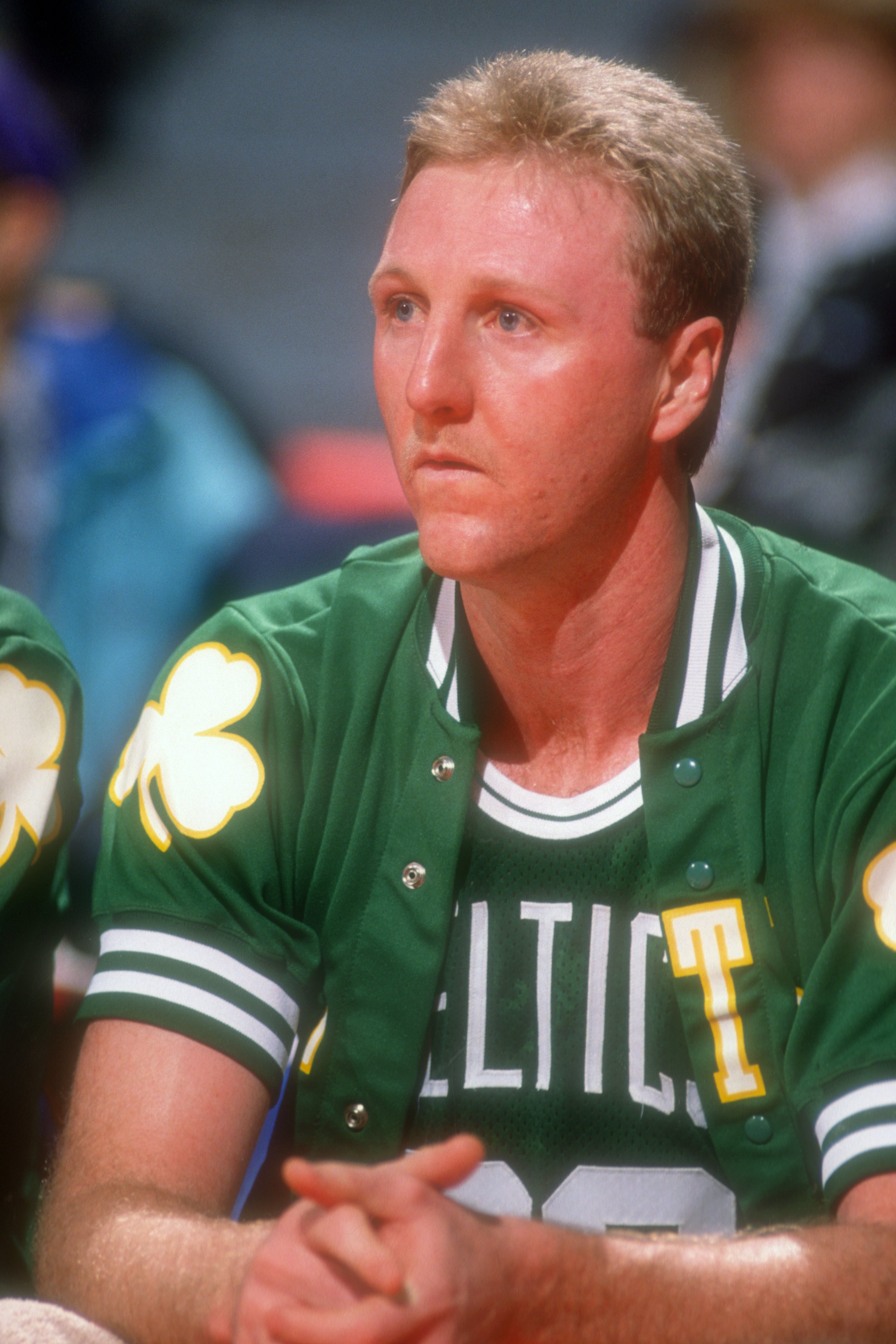 Larry Bird of the Boston Celtics watches the team's game against the Washington Bullets at the Capital Centre on January 12, 1991, in Landover, Maryland. | Source: Getty Images