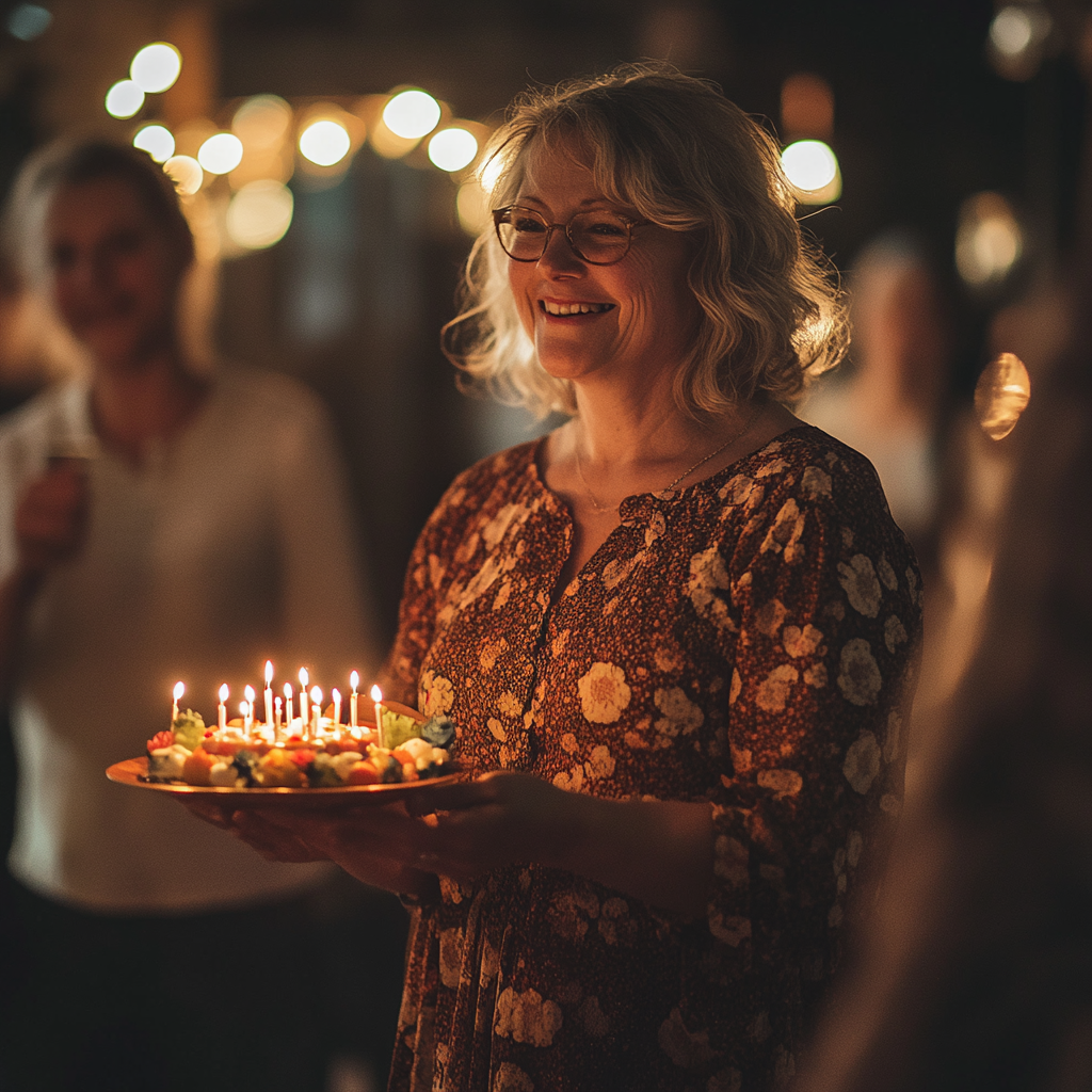 Senior woman celebrating her birthday | Source: Midjourney