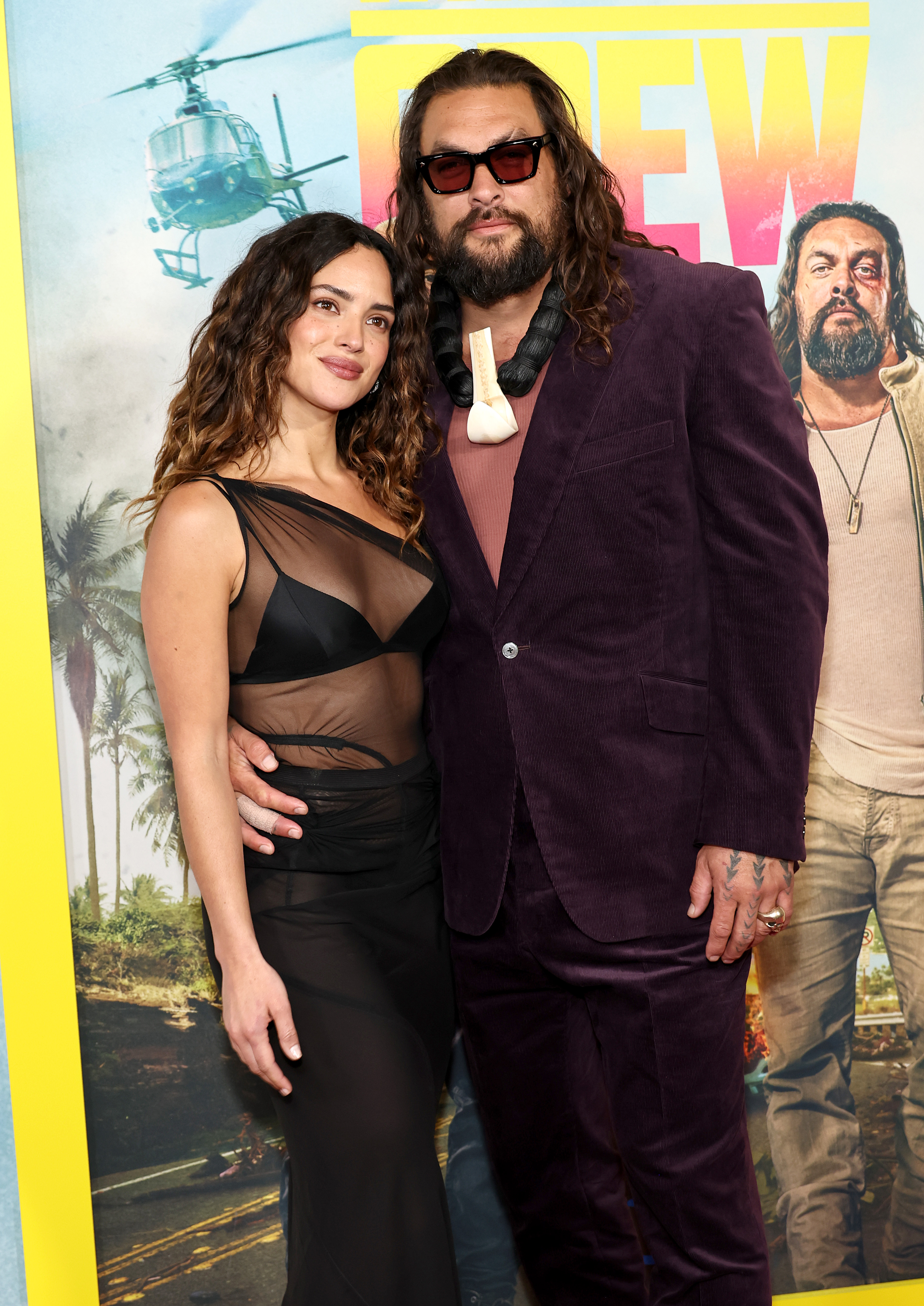 Adria Arjona and Jason Momoa attend "The Wrecking Crew" New York Screening at Regal Times Square on January 15, 2026. | Source: Getty Images