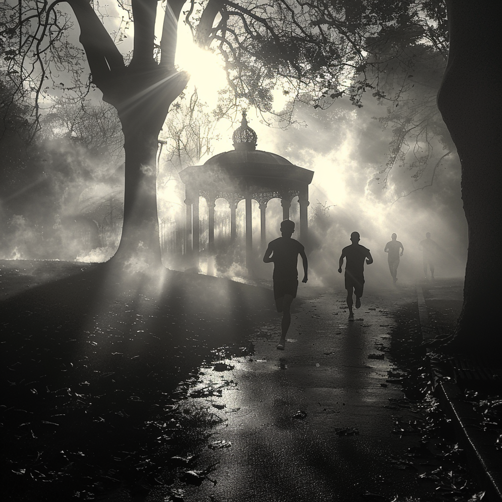Men running away from the smoke | Source: Midjourney