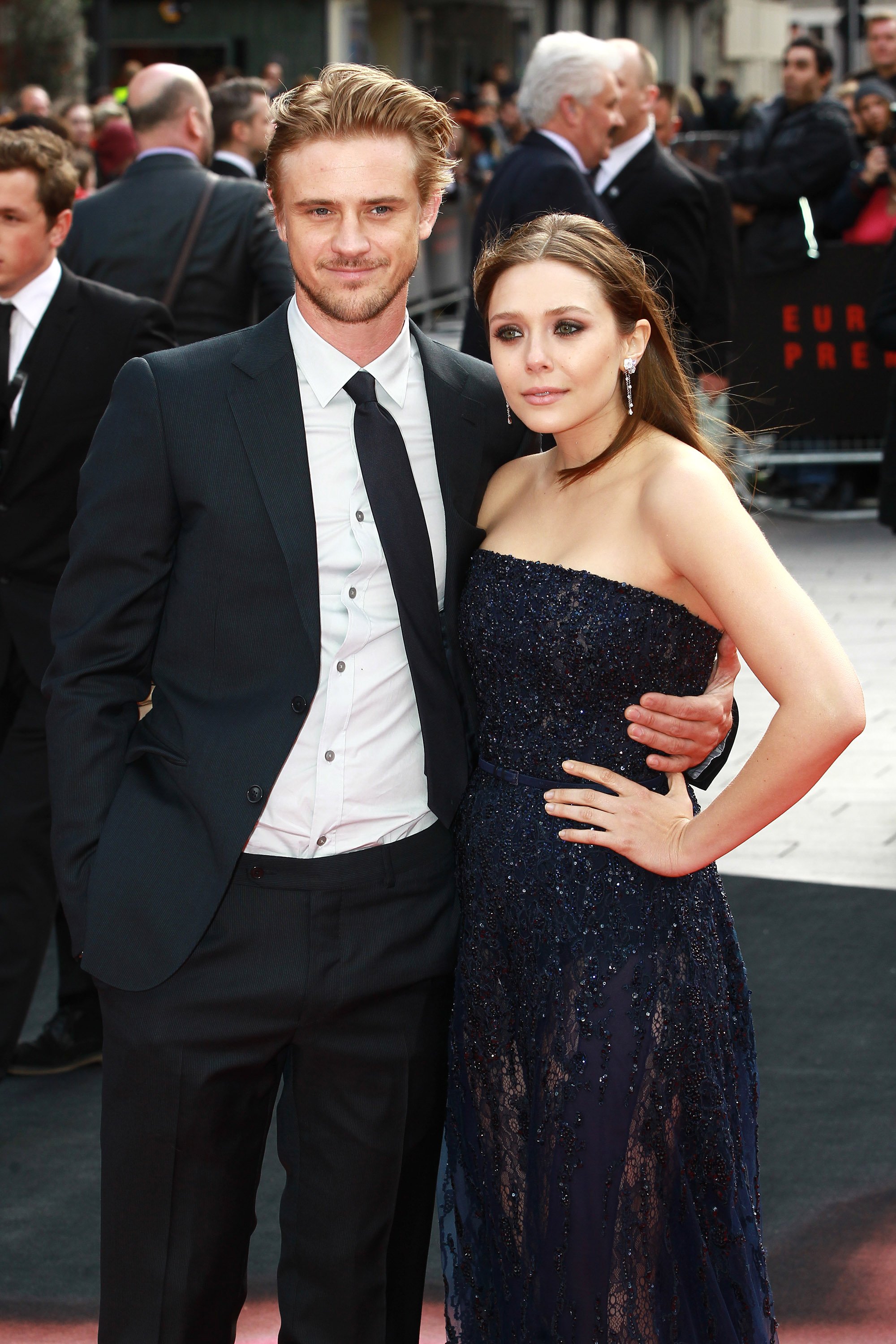 Elizabeth Olsen and Boyd Holbrook at the premiere of "Godzilla" on May 11, 2014 | Source: Getty Images