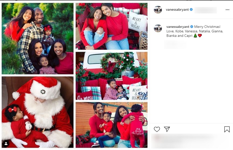 Vanessa Bryant's Christmas 2019 post | Source: Vanessa Bryant/ Instagram