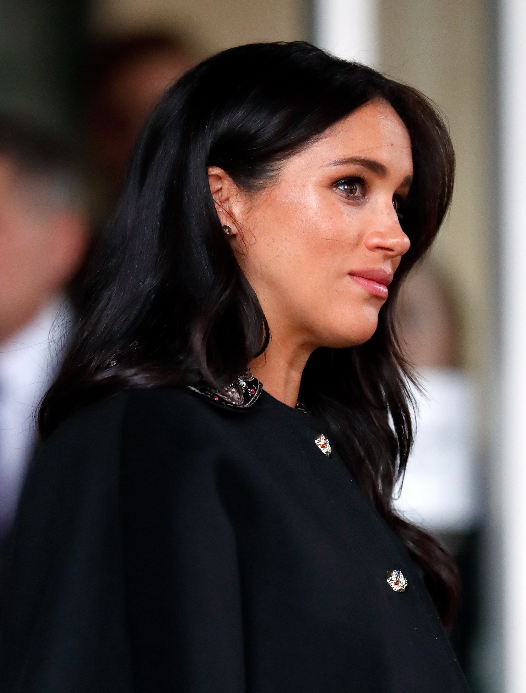 Meghan Markle, Duchess of Sussex visiting New Zealand House to sign a book of condolence on behalf of The Royal Family at a Mosque in Christchurch on March 19, 2019 in London, England. / Source: Getty Images