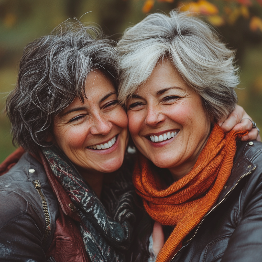 Two happy women embracing | Source: Midjourney