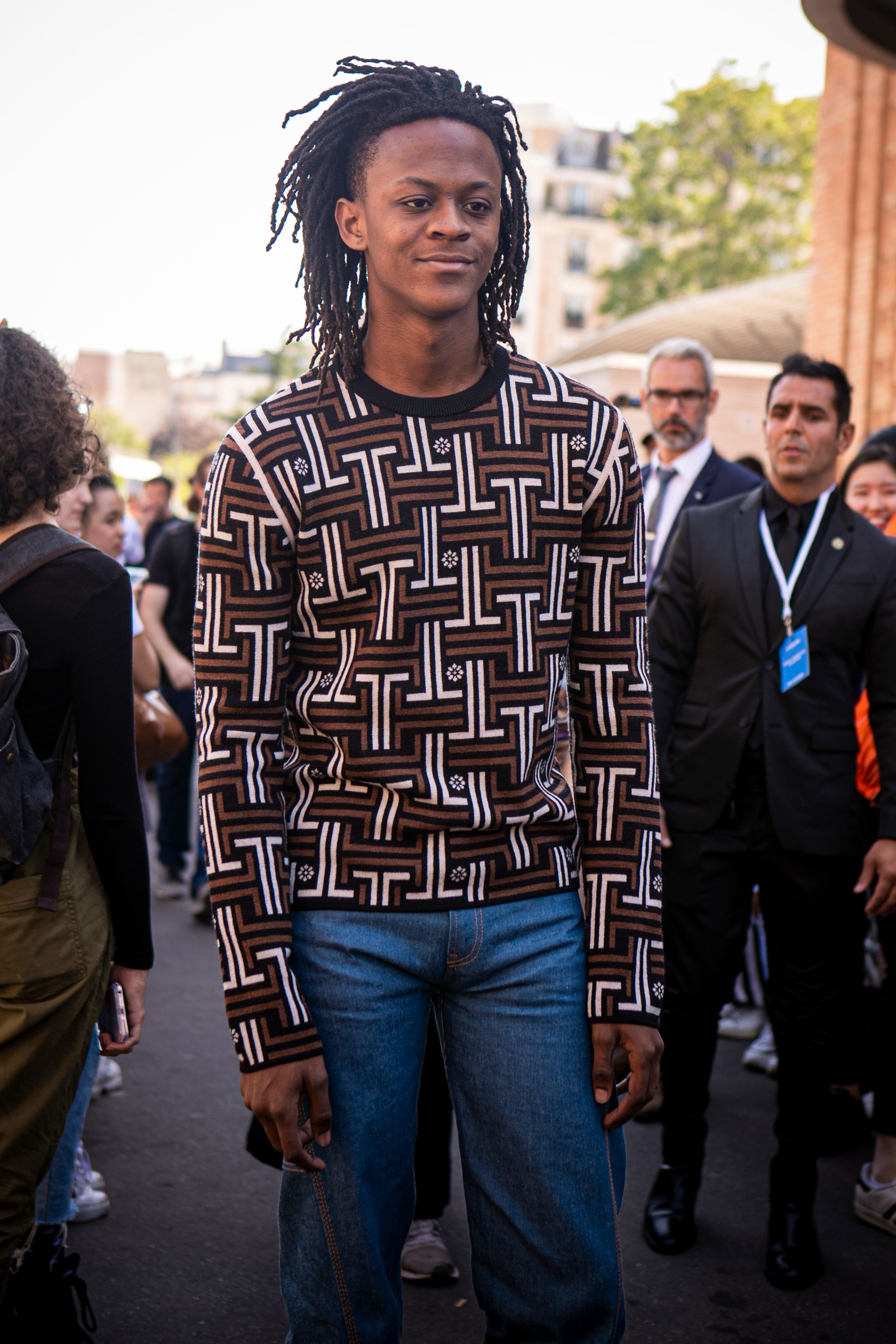 Myles B. O'Neal at the Lanvin fashion show during Paris Fashion Week Spring/Summer 2020 in June 2019 in Paris, France | Source: Getty Images