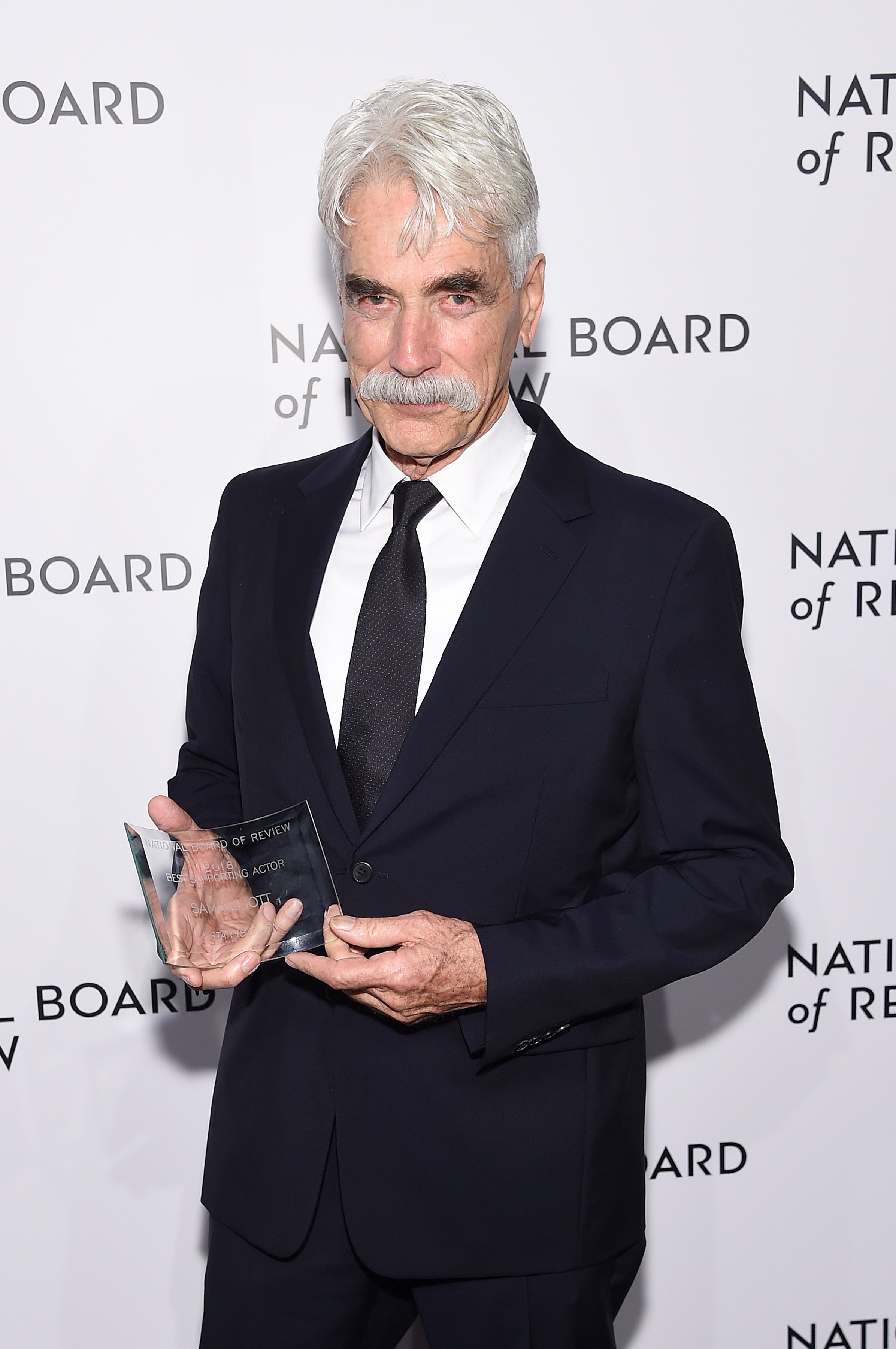 Sam Elliot poses backstage with the Best Supporting Actor award for A Star Is Born during The National Board of Review Annual Awards Gala at Cipriani 42nd Street on January 8, 2019 in New York City. | Source: Getty Images