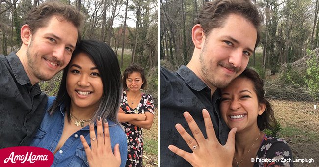 Guy announces his engagement in a photo with his fiancé, but then another girl appears in the pic