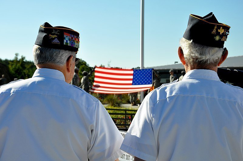 Veterans of American Legion Post 307 observe the first flag ceremony held at the new Cumming Regional Readiness Center. | Source: Wikimedia Commons