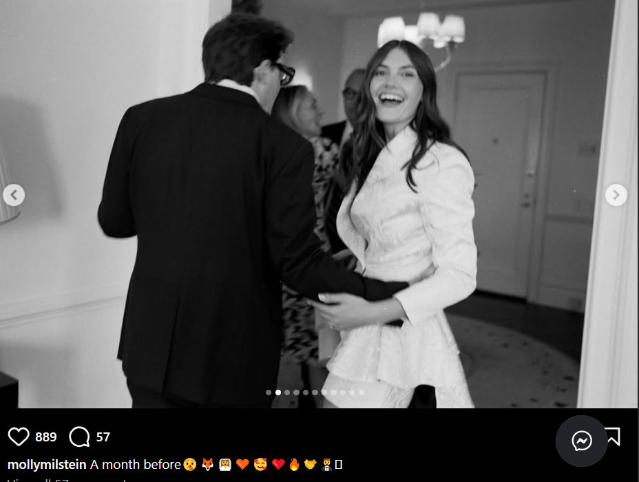 Molly Milstein and Sam Michael Fox pictured during their wedding ceremony, dated November 5, 2025 | Source: Instagram/mollymilstein