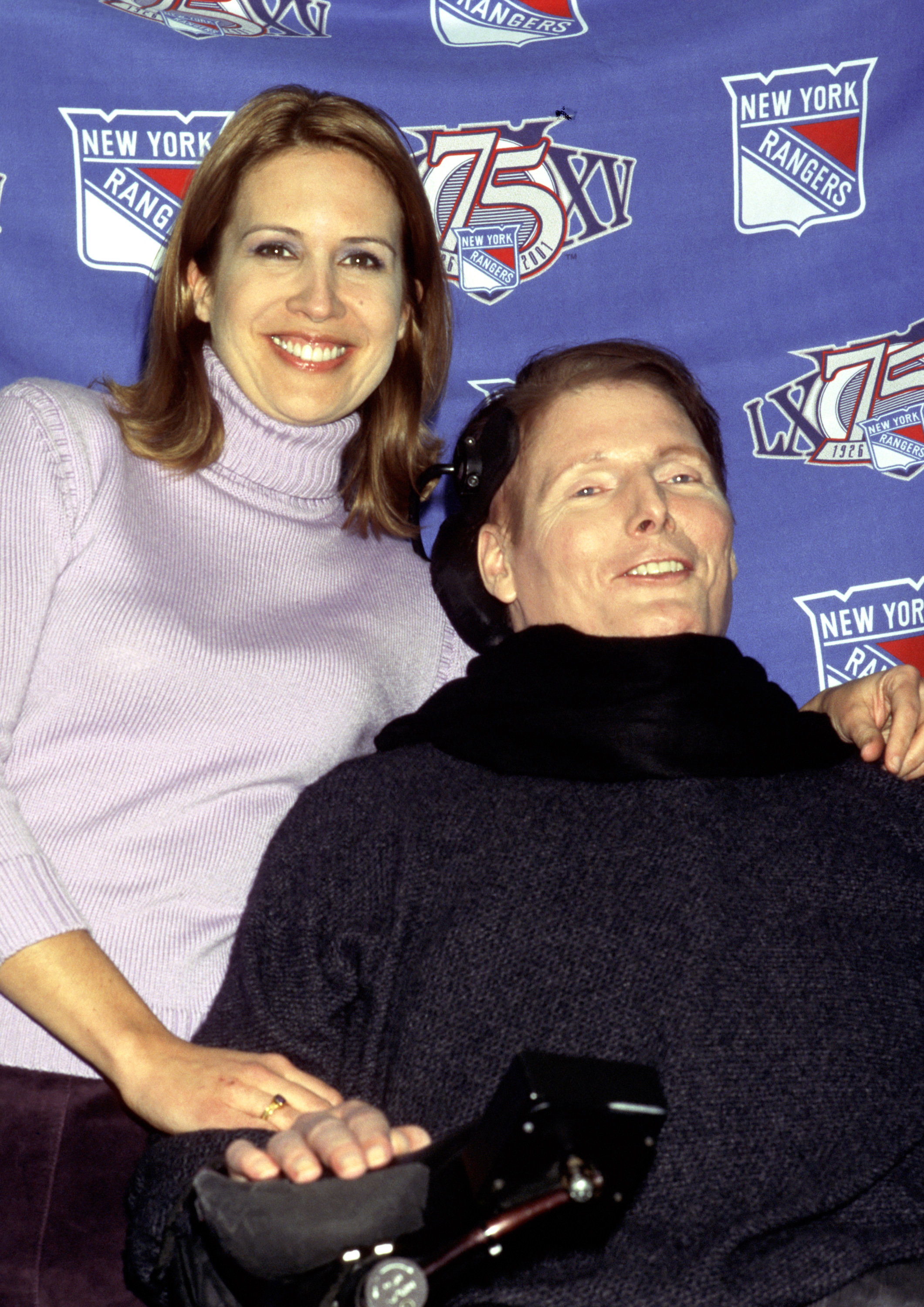 Dana Reeve and Christopher Reeve during SuperSkate 2001 Celebrity Hockey Game at Madison Square Garden in New York City | Source: Getty Images