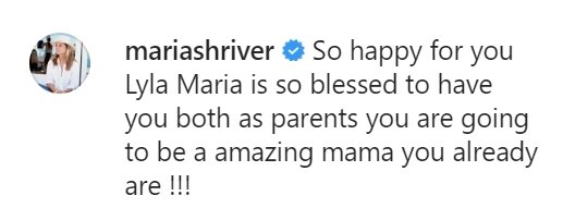 Photo of Maria Shriver's comment on Katherine Schwarzenegger's Instagram post | Photo: Instagram /  katherineschwarzenegger