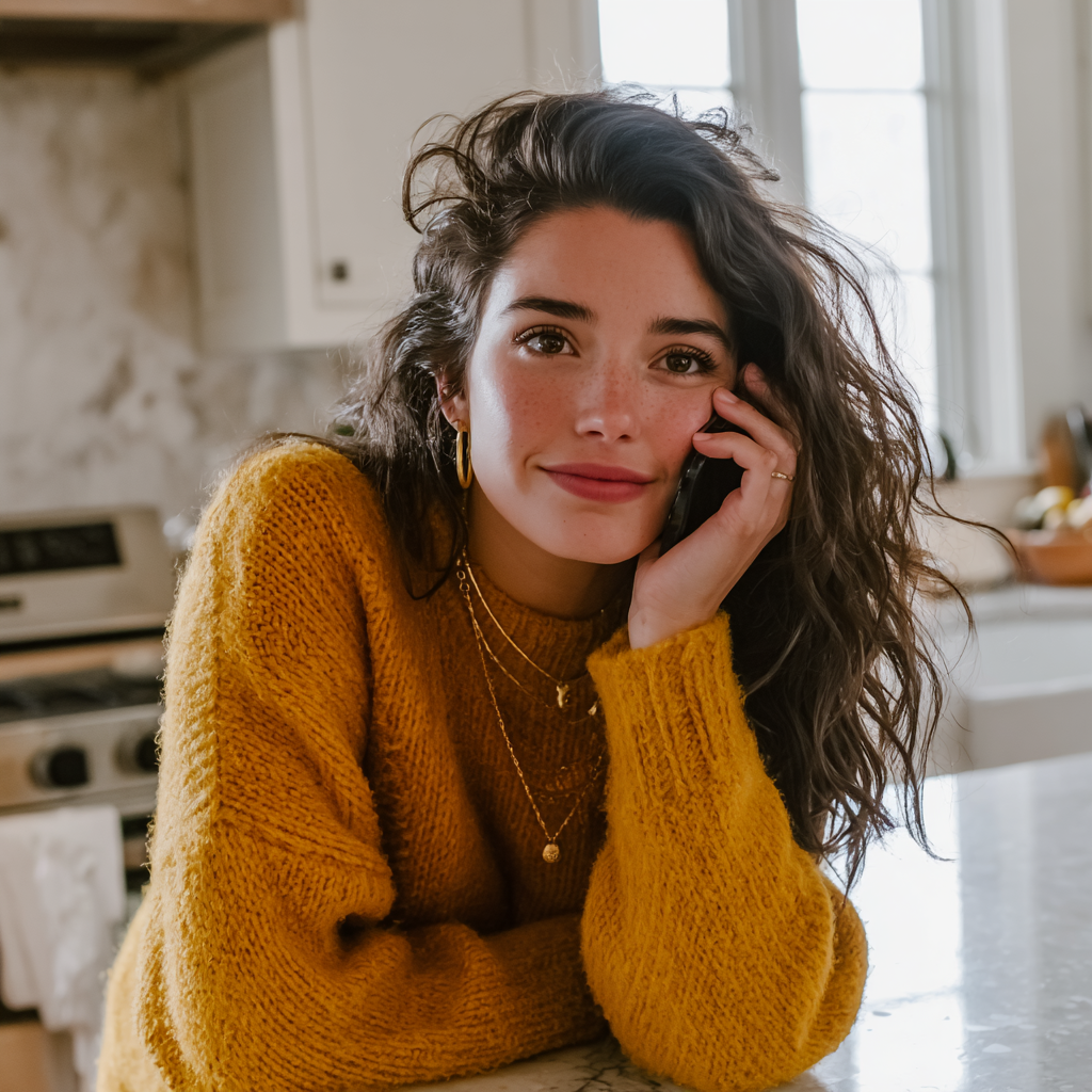 An amused woman on the phone | Source: Midjourney