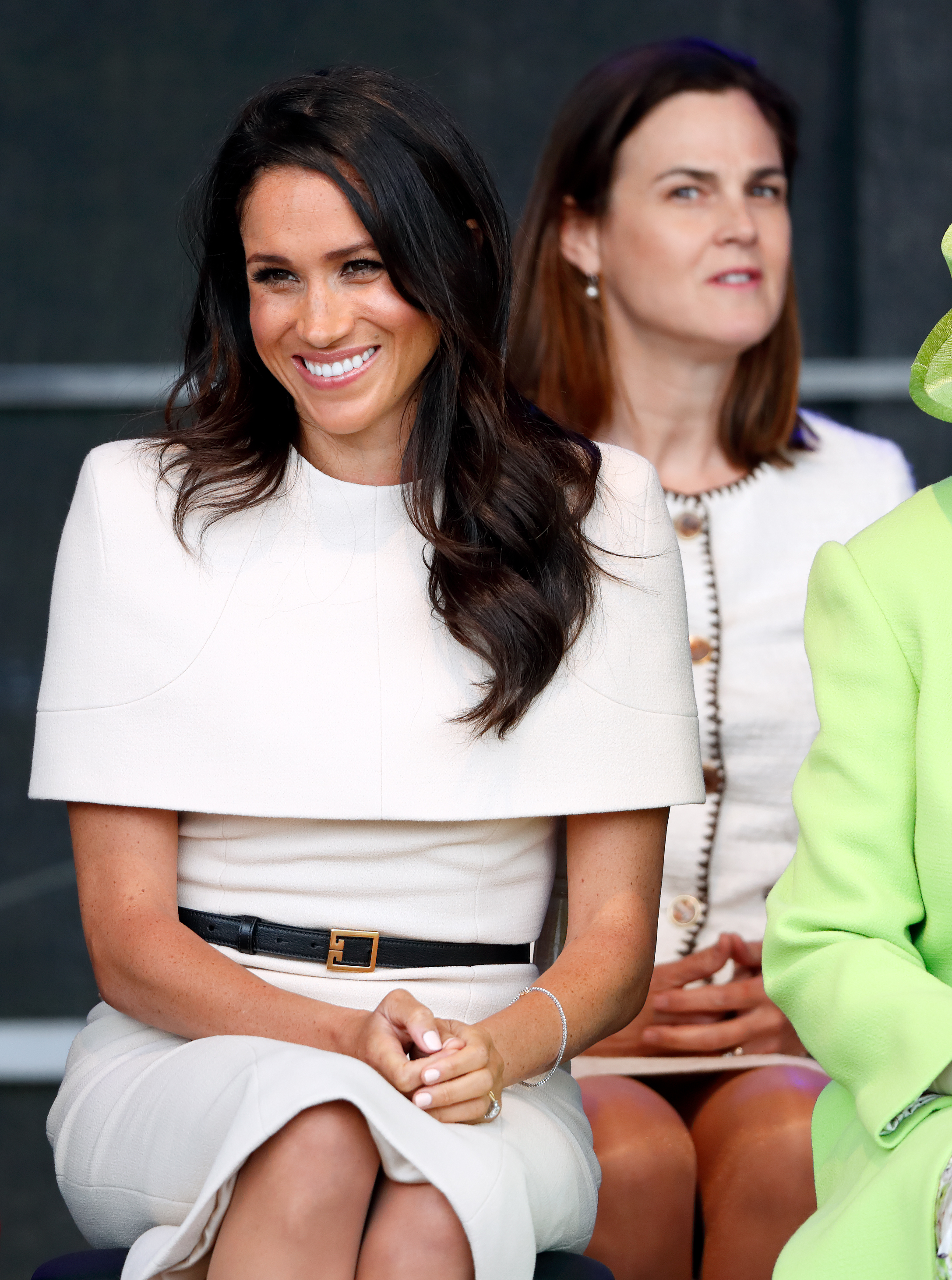 Meghan Markle and Samantha Cohen at a ceremony to open the new Mersey Gateway Bridge on June 14, 2018 in Widnes, England | Source: Getty Images