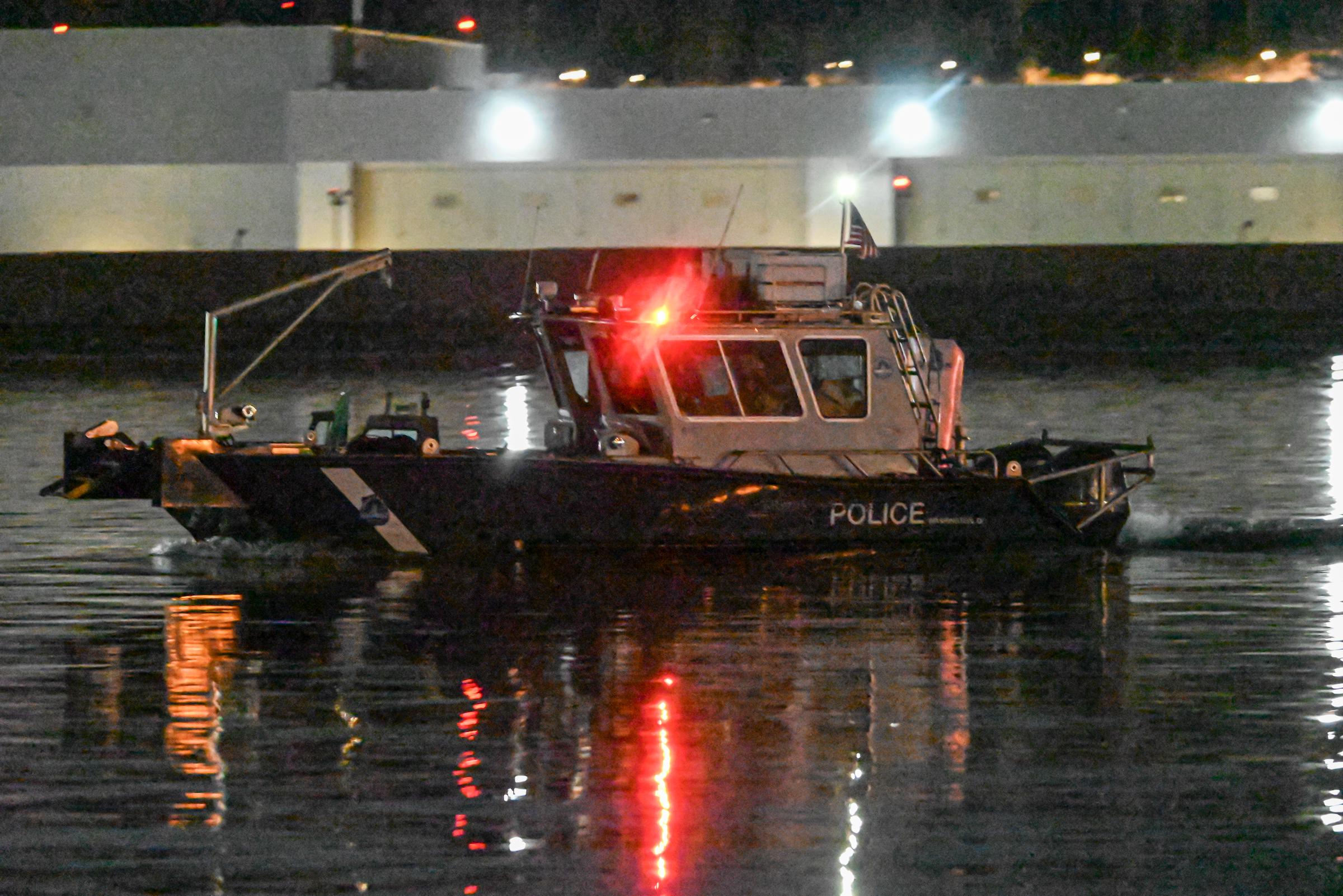 A police boat patrolling the plane crash site in Washington, D.C., on January 30, 2025. | Source: Getty Images